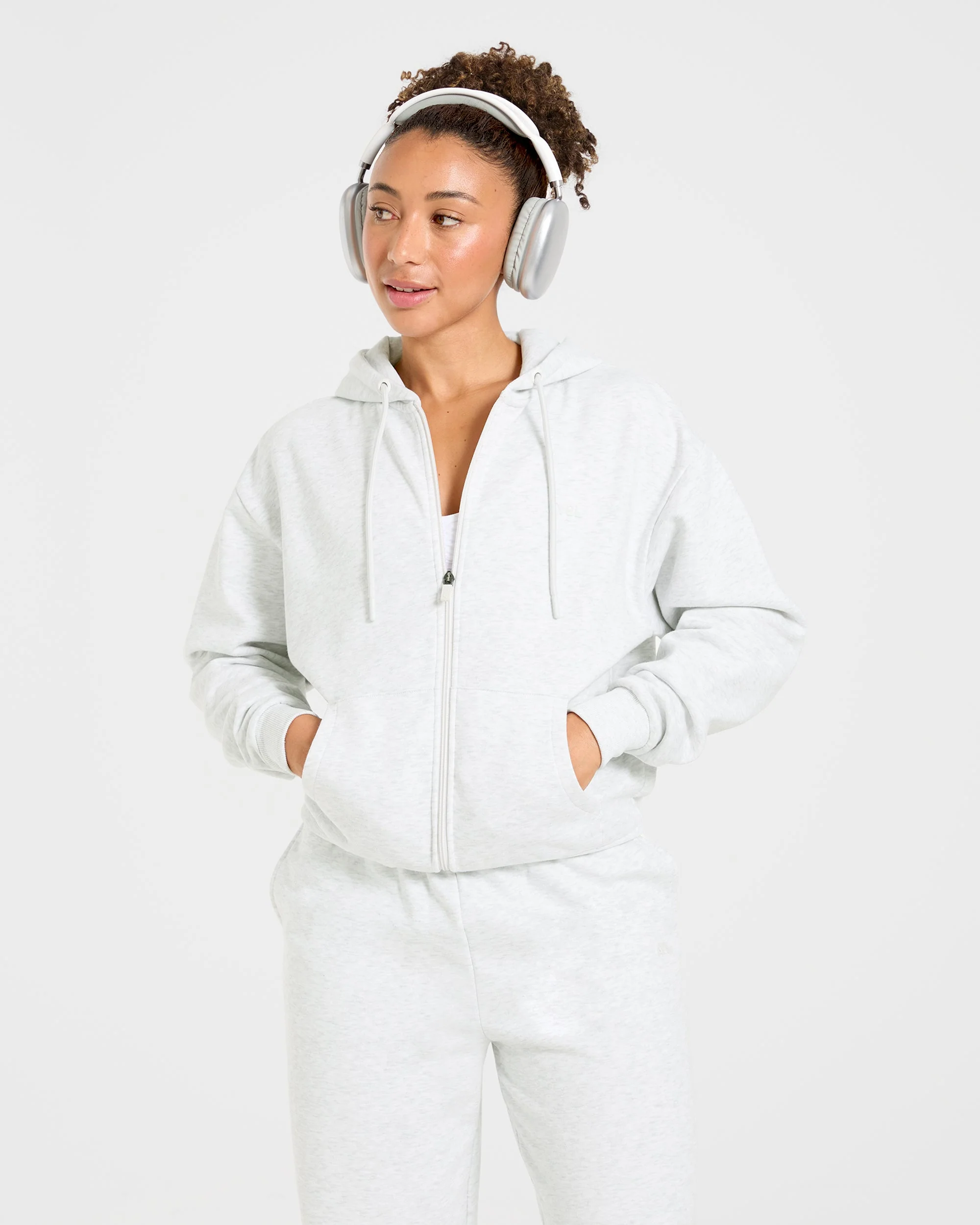 Lifestyle Oversized Zip Up Hoodie - Heather Gris - Image 7