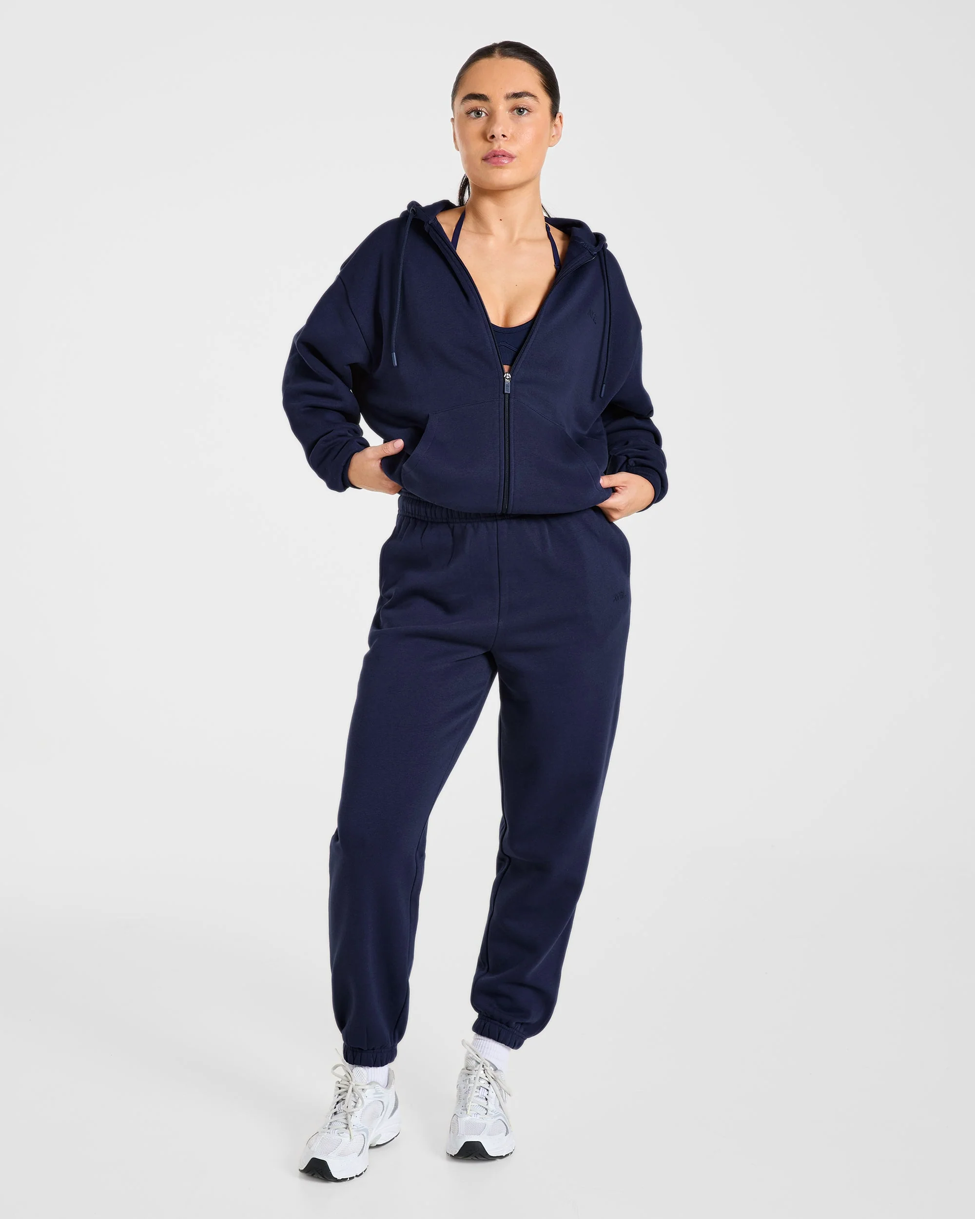 Lifestyle Oversized Zip Up Hoodie - Navy - Image 7