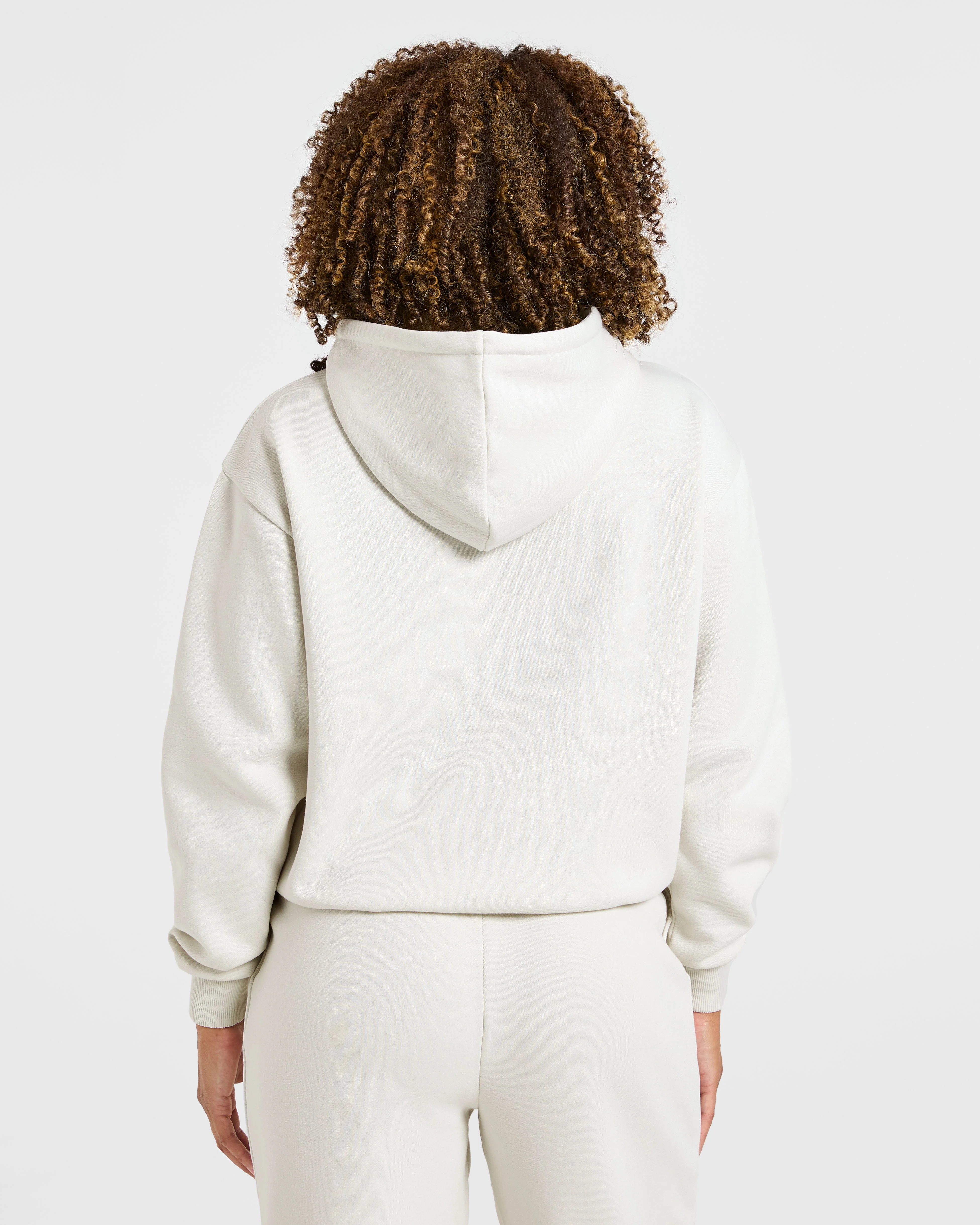 Lifestyle Oversized Zip Up Hoodie - Off Blanc - Image 2