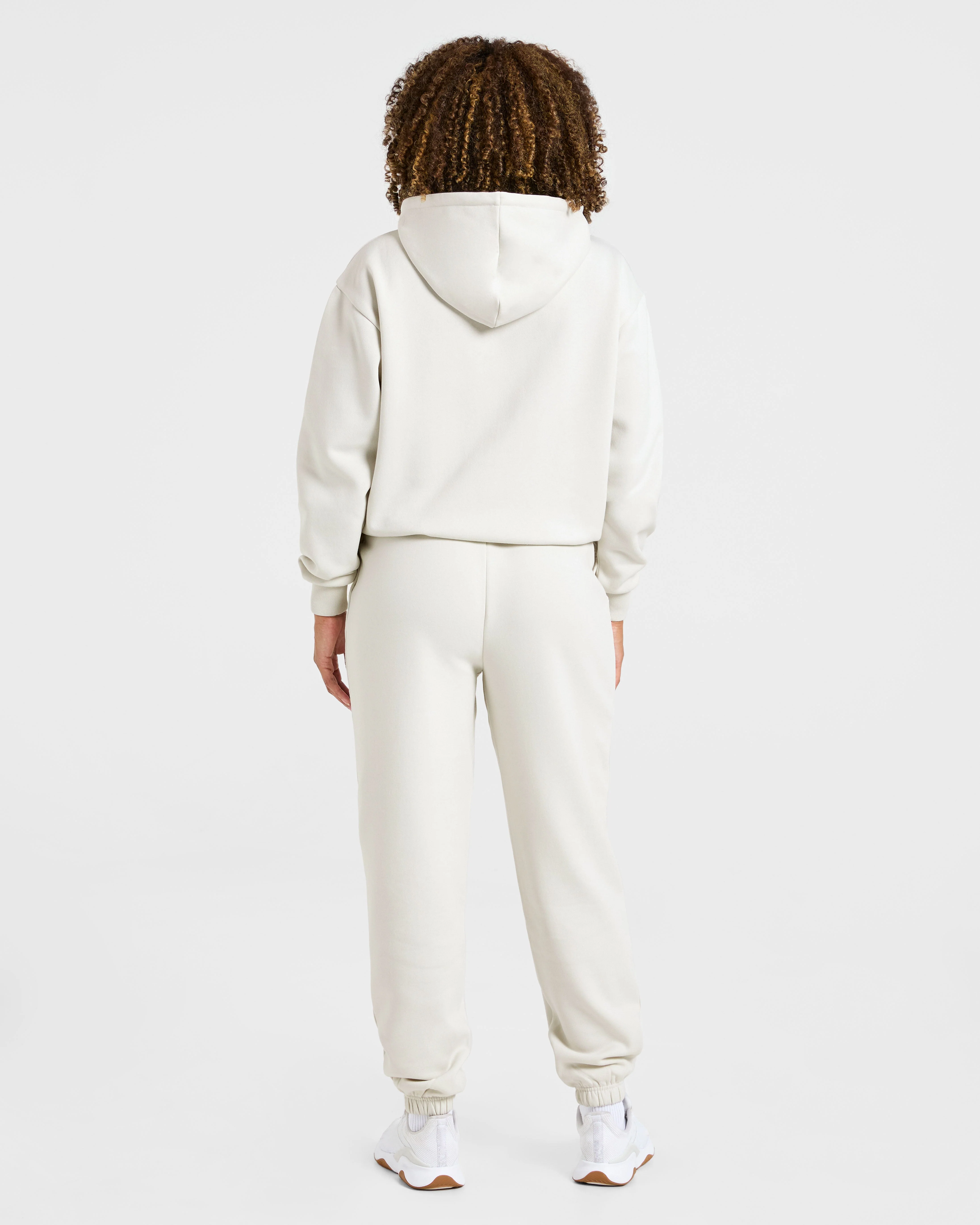 Lifestyle Oversized Zip Up Hoodie - Off Blanc - Image 4