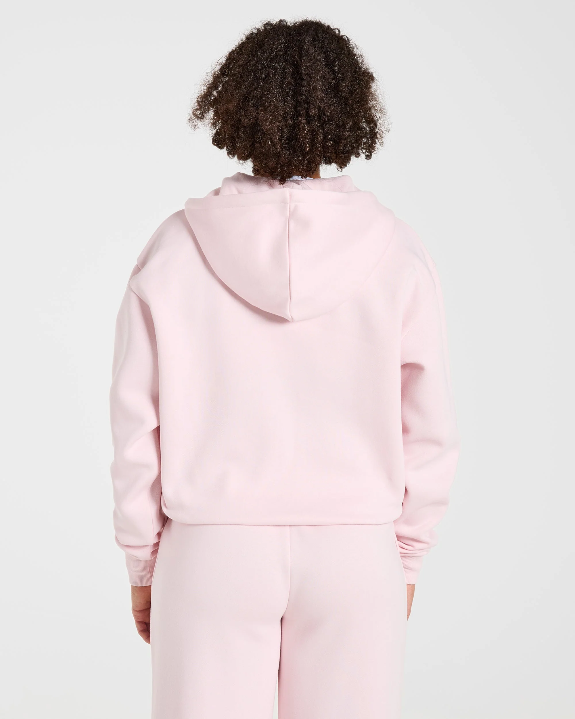 Lifestyle Oversized Zip Up Hoodie - Pastel Rose - Image 2