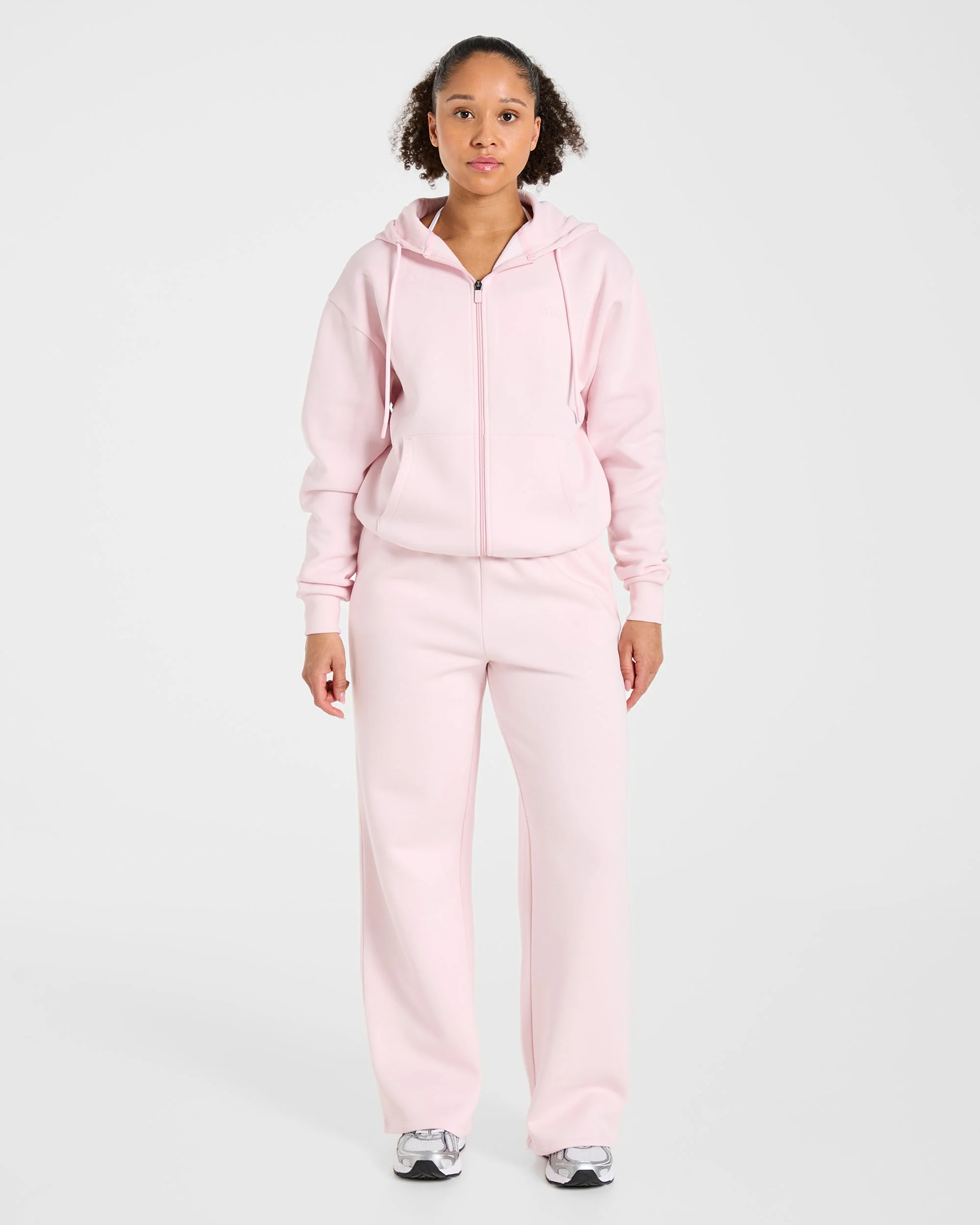 Lifestyle Oversized Zip Up Hoodie - Pastel Rose - Image 3
