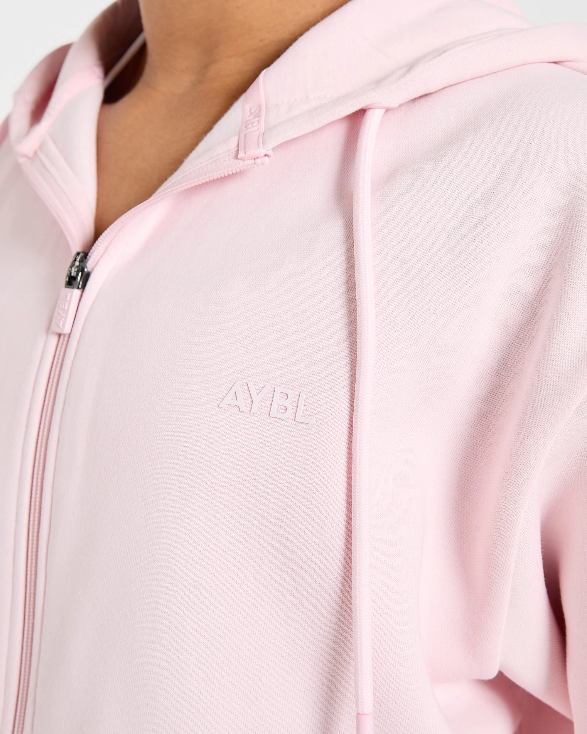Lifestyle Oversized Zip Up Hoodie - Pastel Rose - Image 5