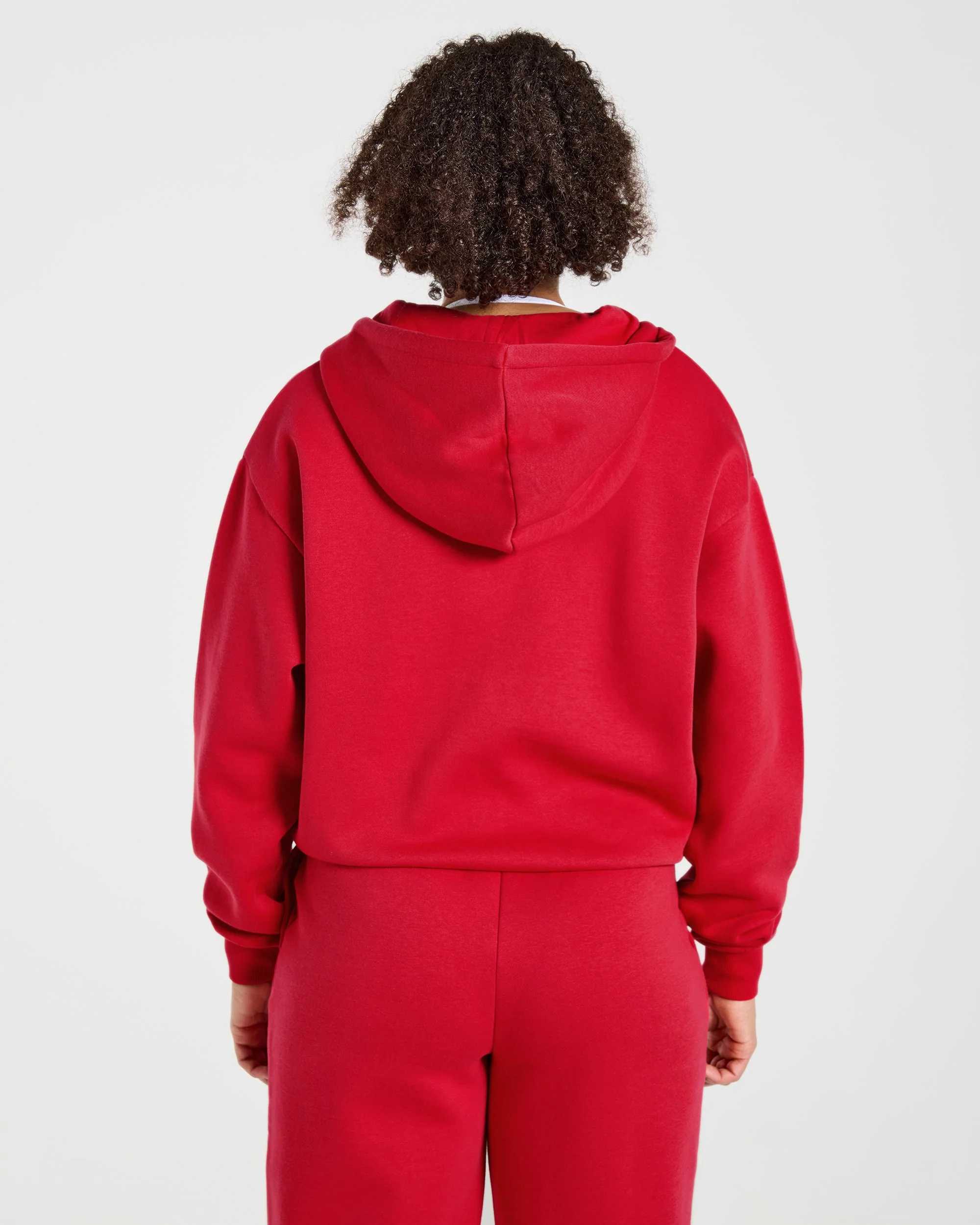 Lifestyle Oversized Zip Up Hoodie - Rouge - Image 2