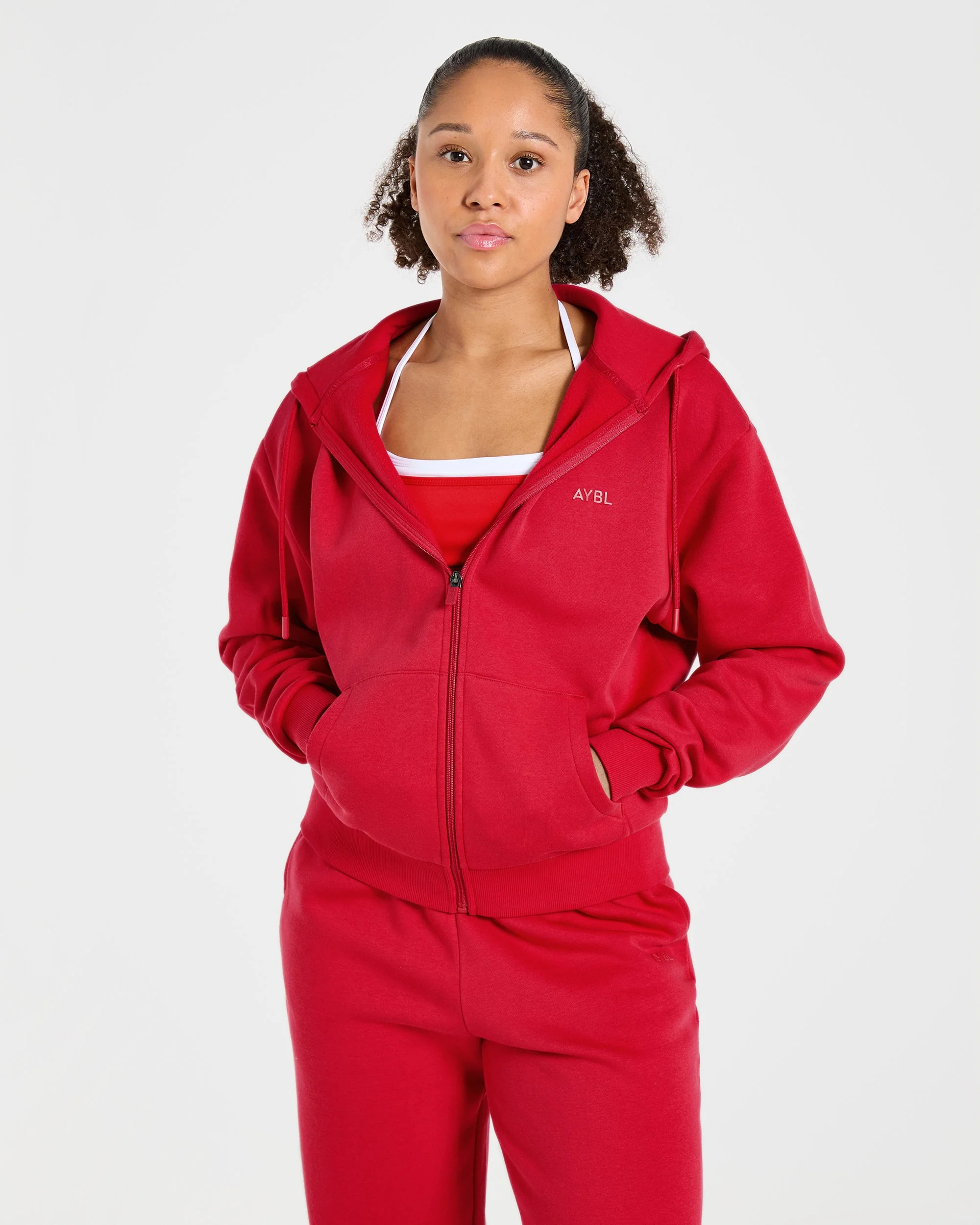 Lifestyle Oversized Zip Up Hoodie - Rouge - Image 8