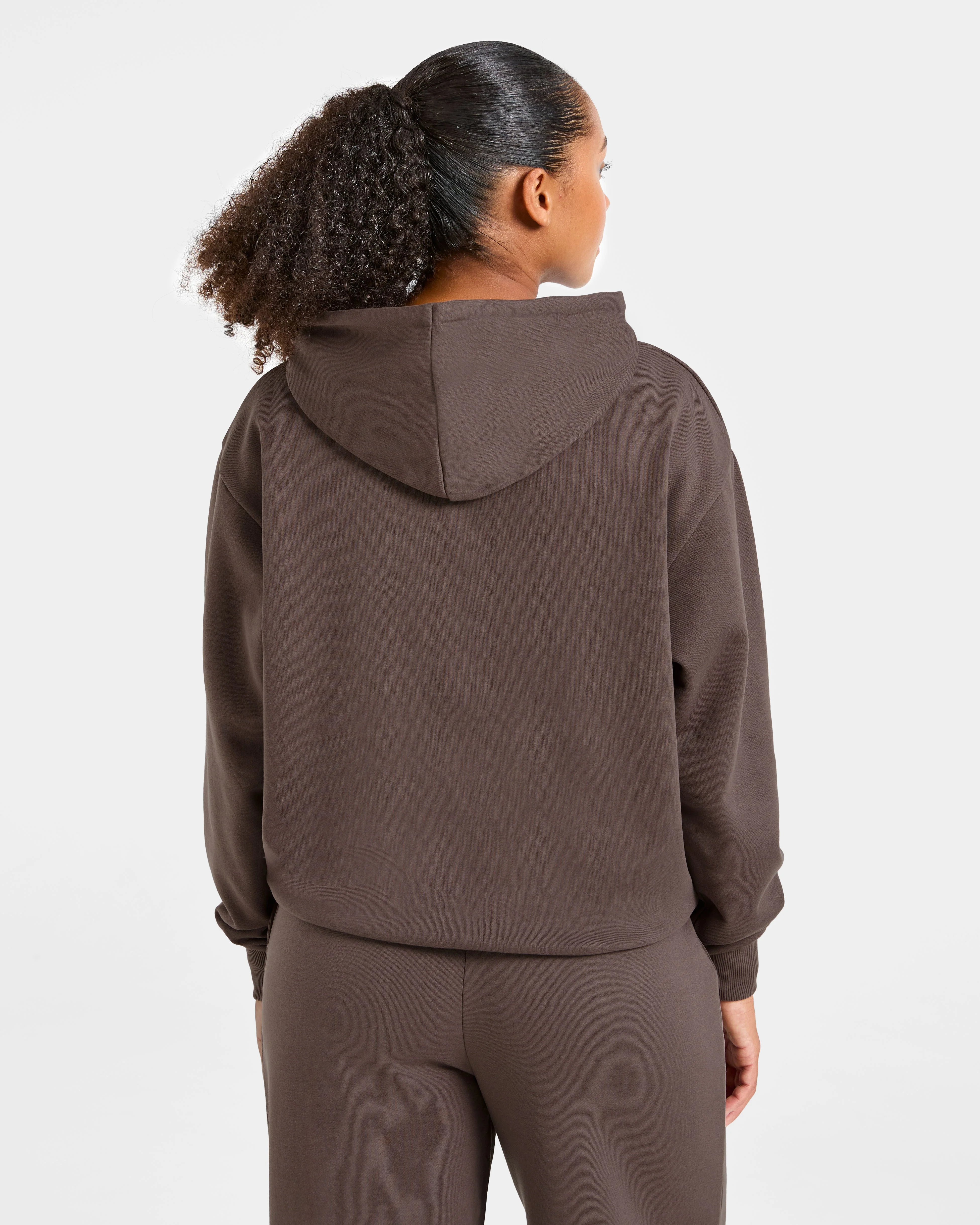 Lifestyle Oversized Zip Up Hoodie - Umber Marron - Image 2