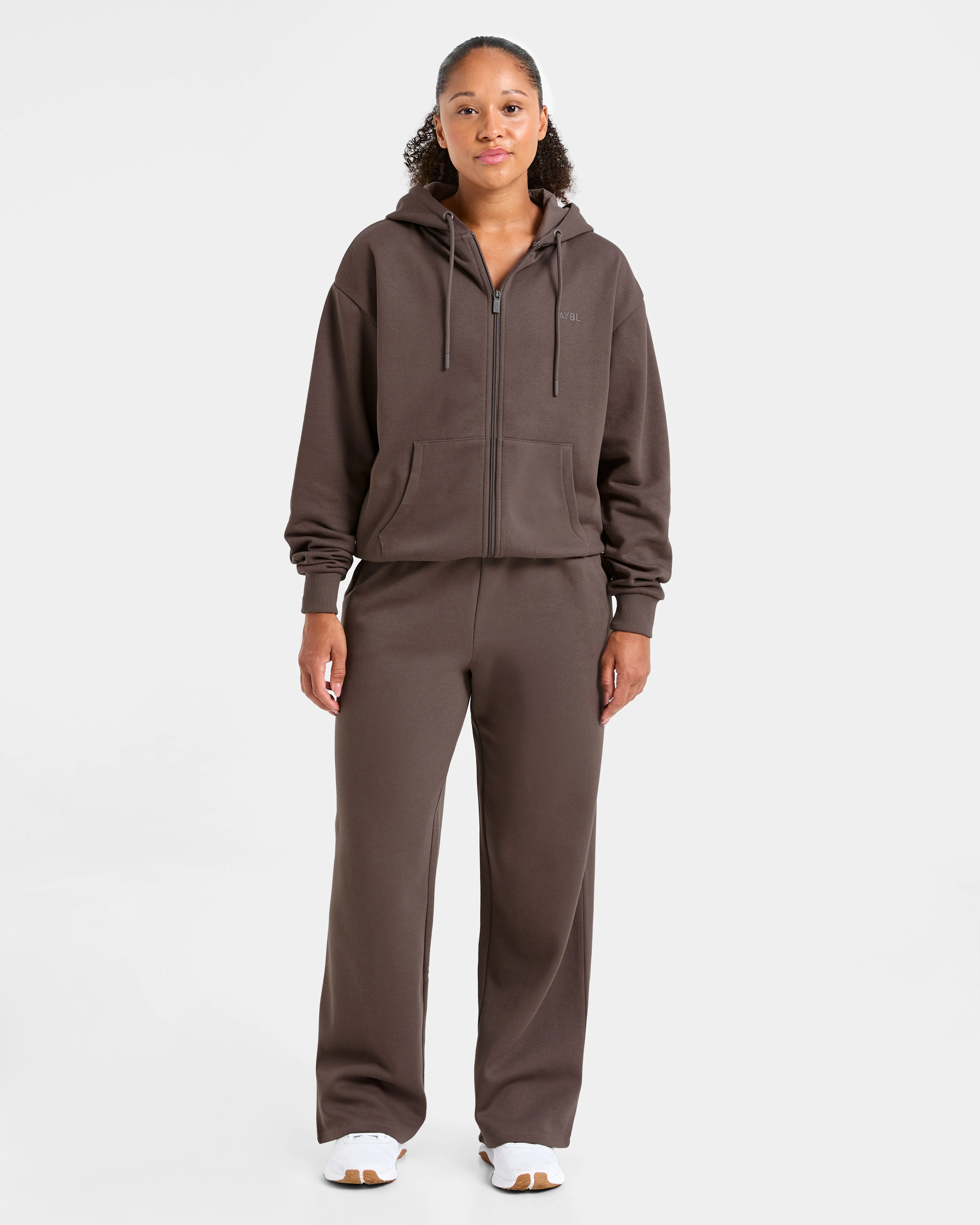 Lifestyle Oversized Zip Up Hoodie - Umber Marron - Image 3
