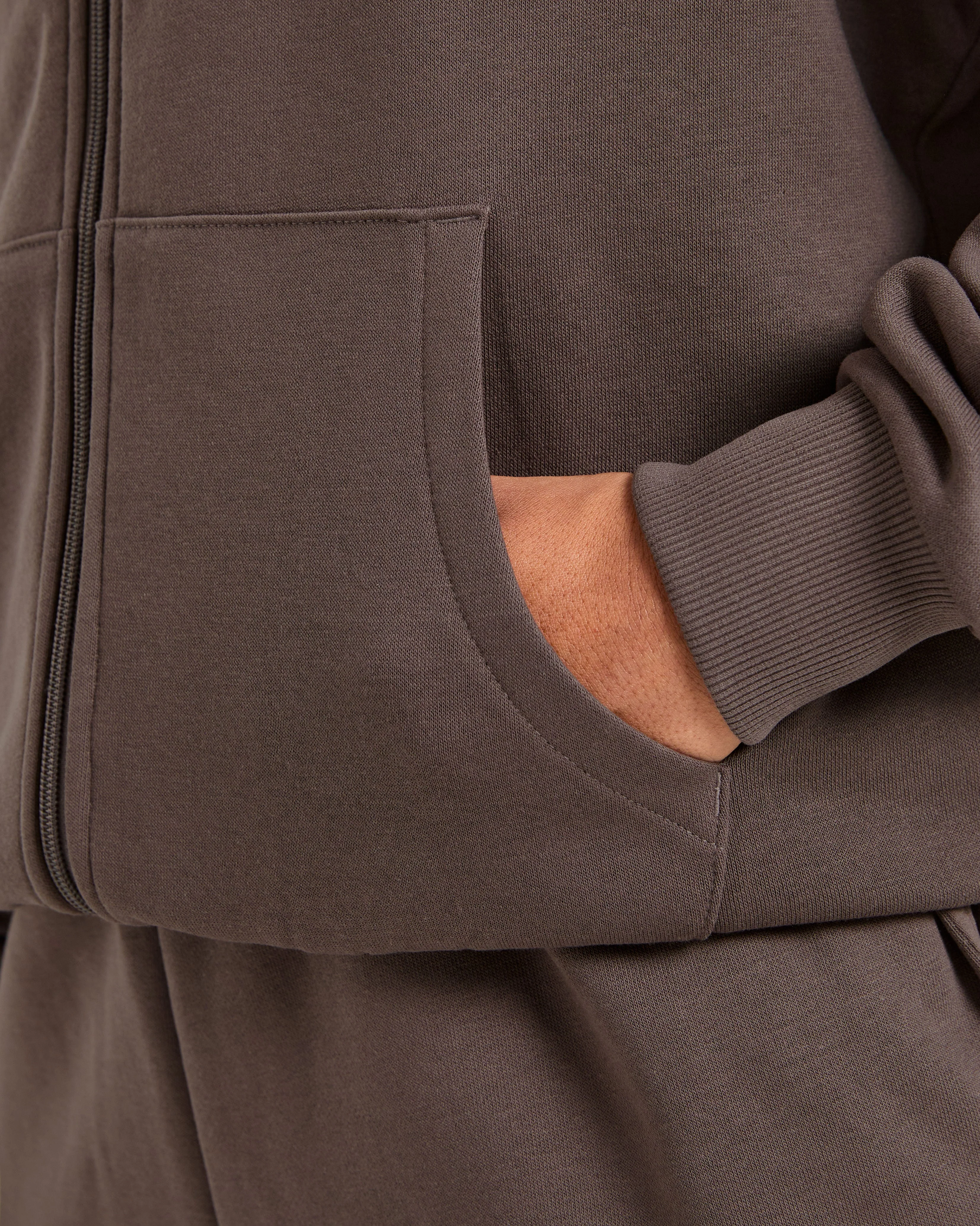 Lifestyle Oversized Zip Up Hoodie - Umber Marron - Image 5