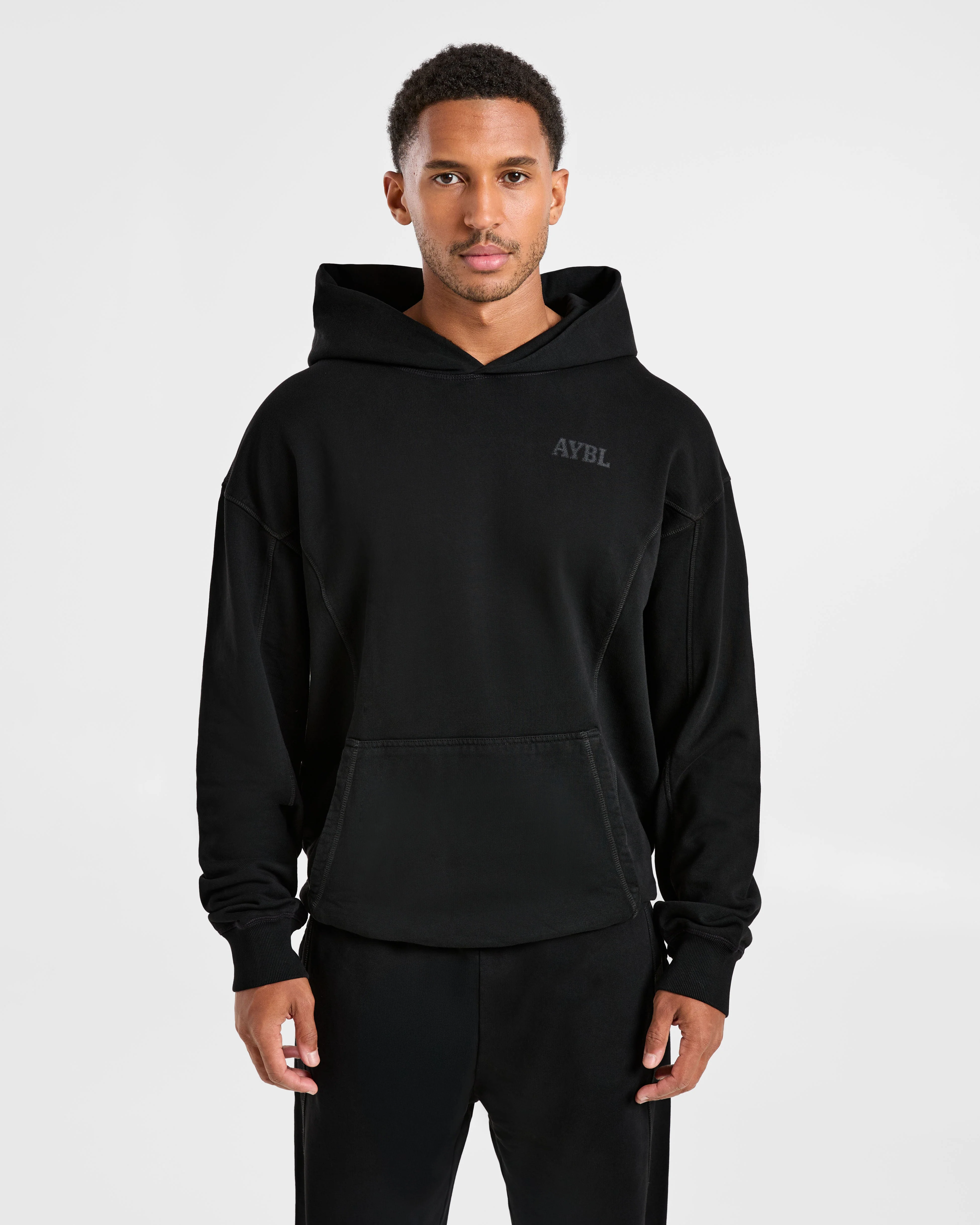 Lift Club Distressed Hoodie - Noir/Charcoal - Image 2