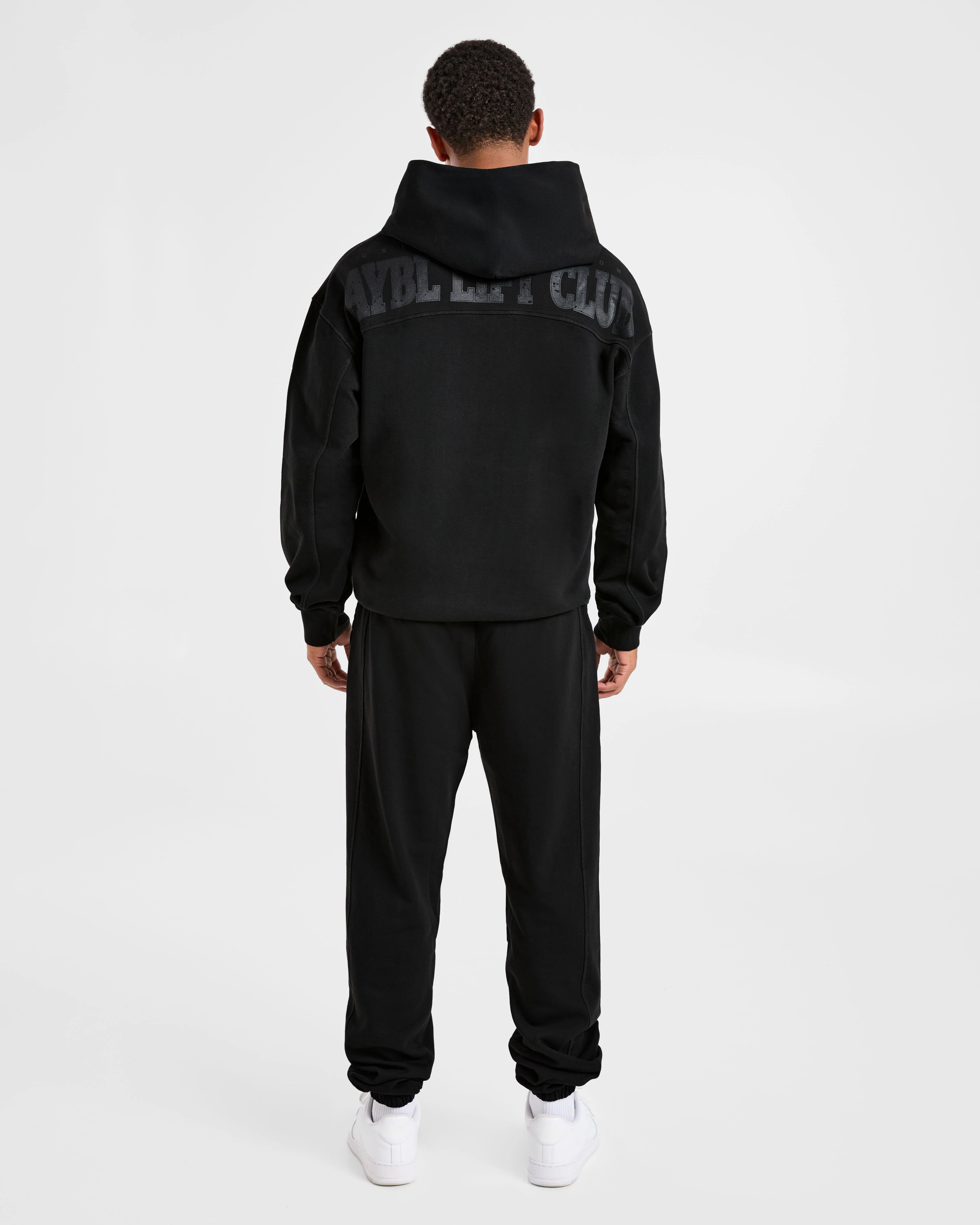 Lift Club Distressed Hoodie - Noir/Charcoal - Image 4