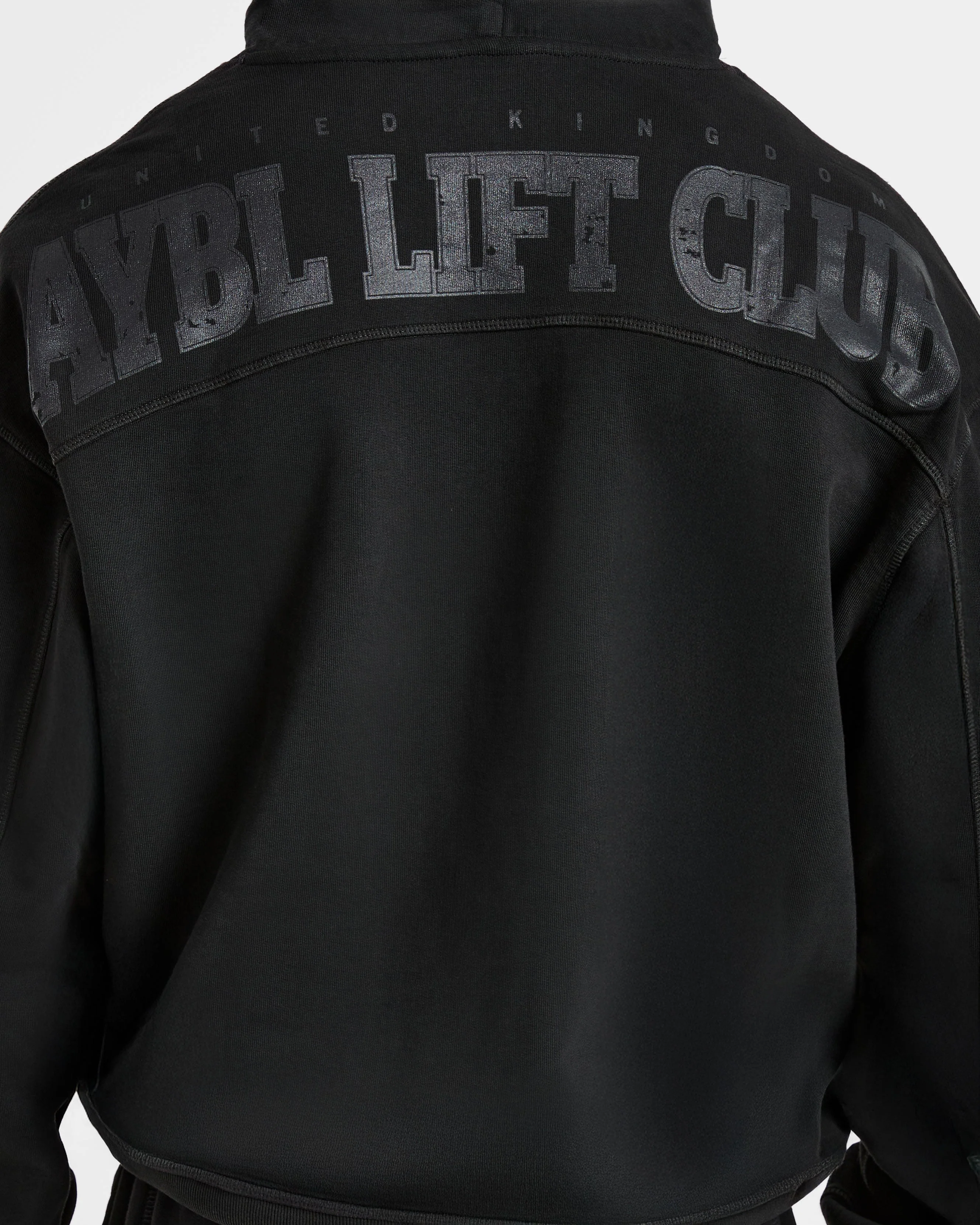 Lift Club Distressed Hoodie - Noir/Charcoal - Image 6