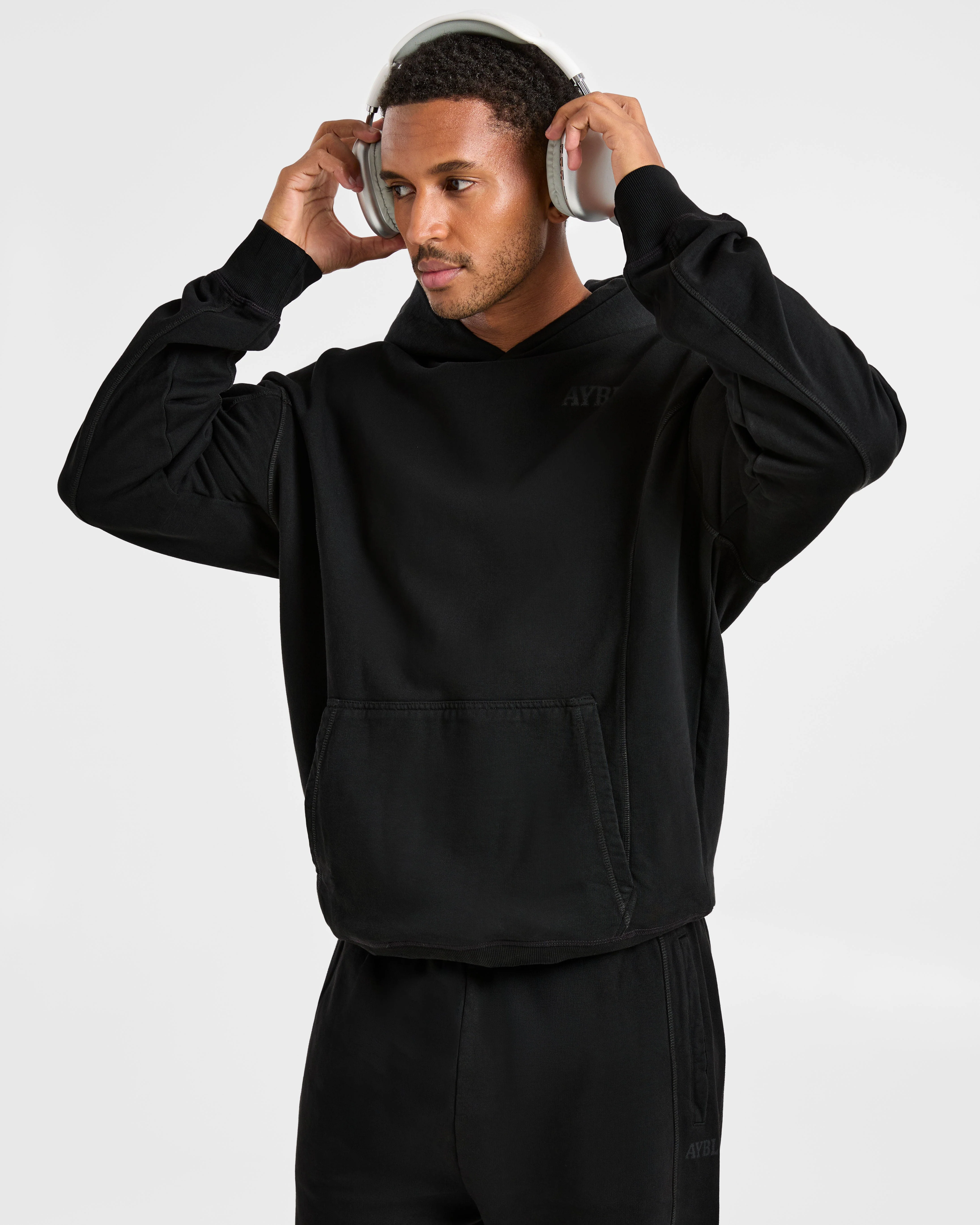 Lift Club Distressed Hoodie - Noir/Charcoal - Image 7