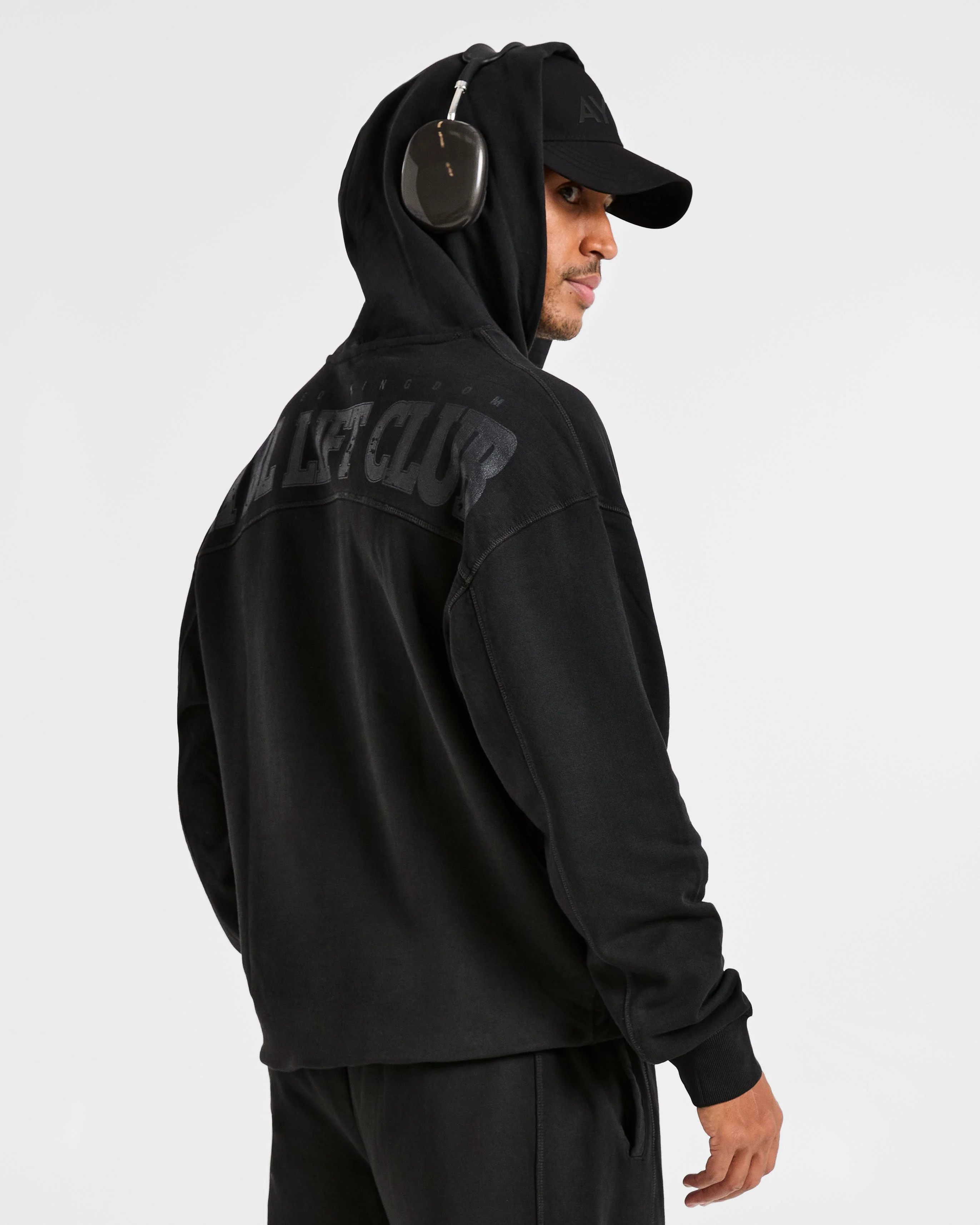 Lift Club Distressed Hoodie - Noir/Charcoal - Image 8