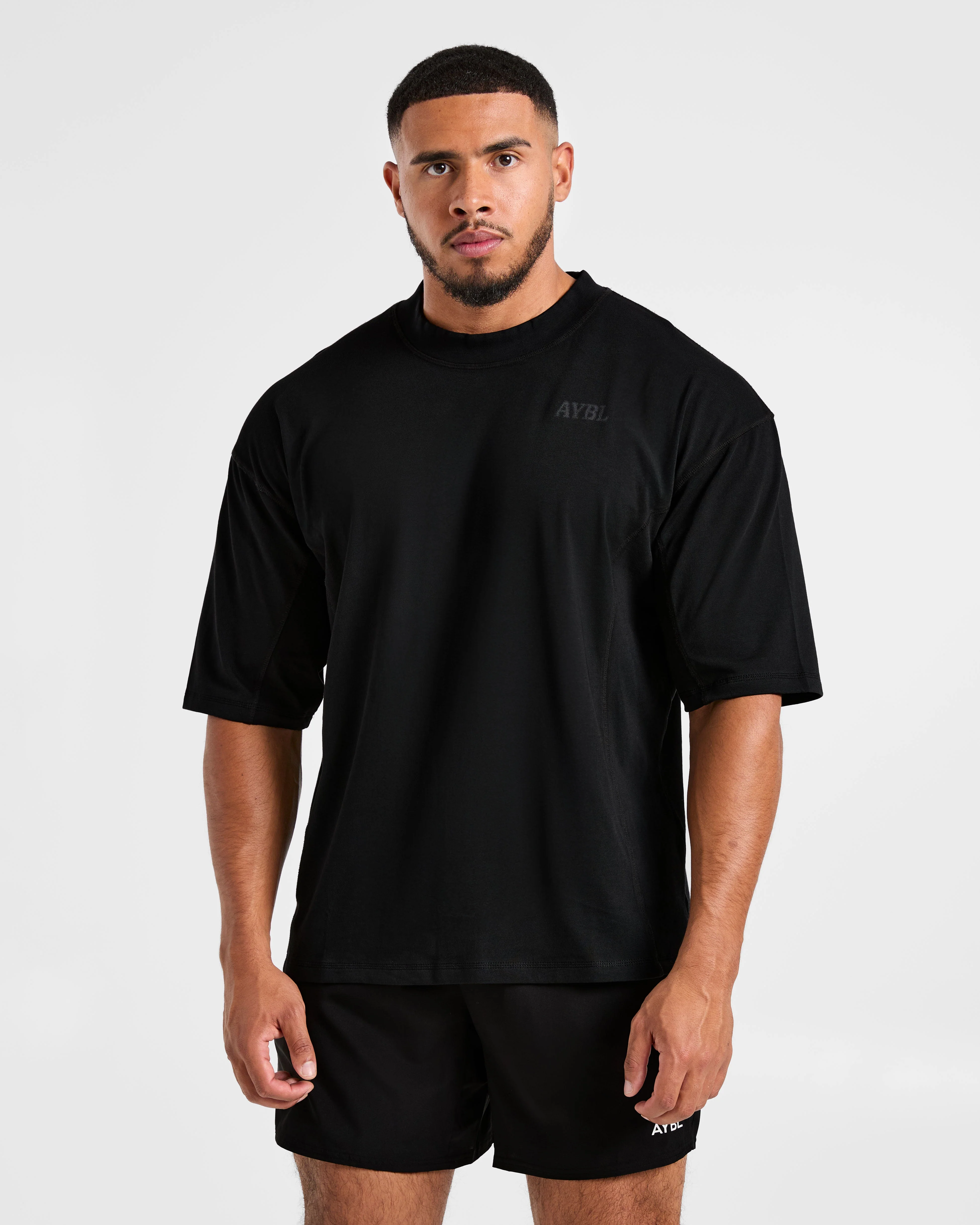 Lift Club Distressed Oversized T Shirt - Noir/Charcoal - Image 2