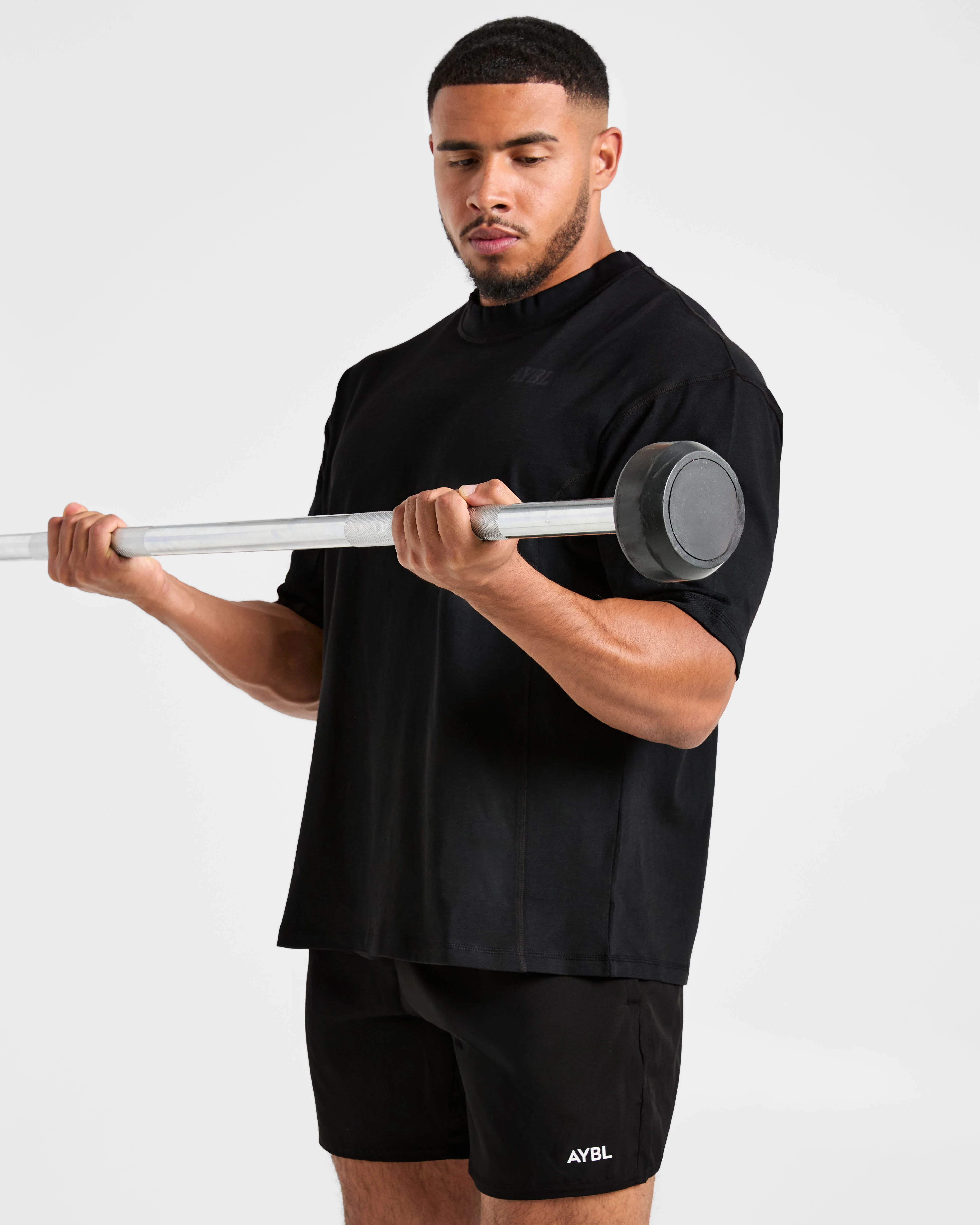 Lift Club Distressed Oversized T Shirt - Noir/Charcoal - Image 7