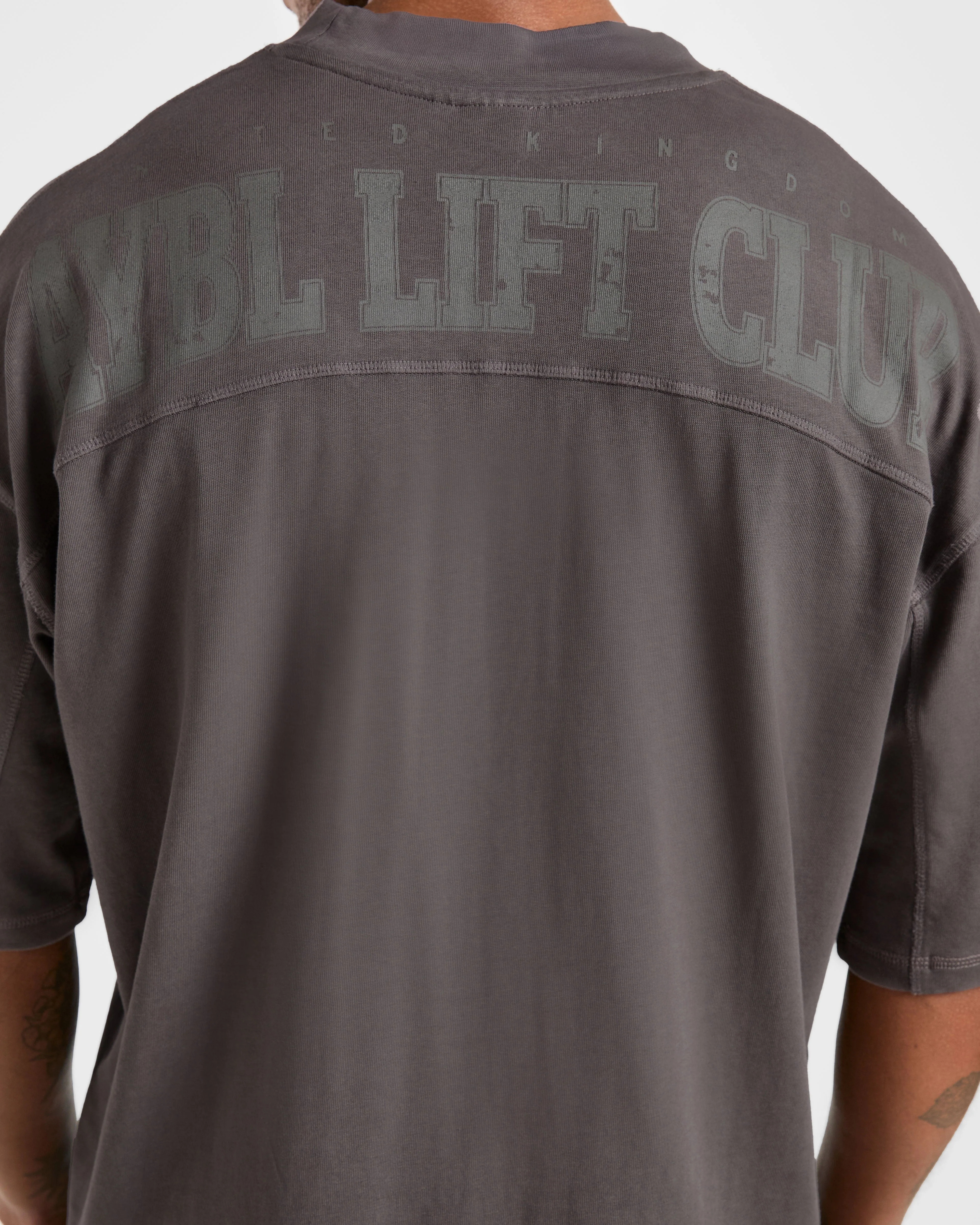 Lift Club Distressed Oversized T Shirt - Charcoal - Image 6