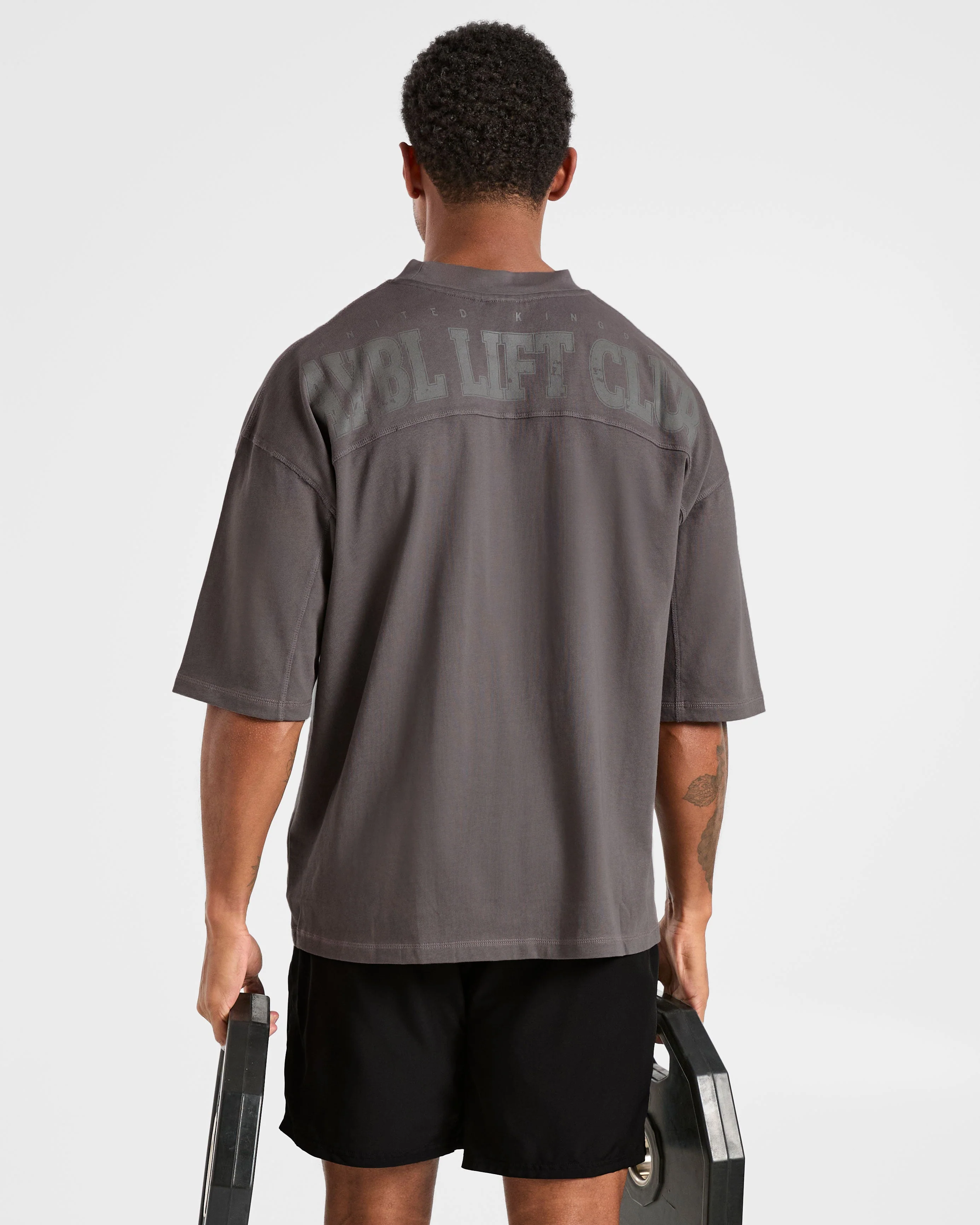 Lift Club Distressed Oversized T Shirt - Charcoal - Image 8
