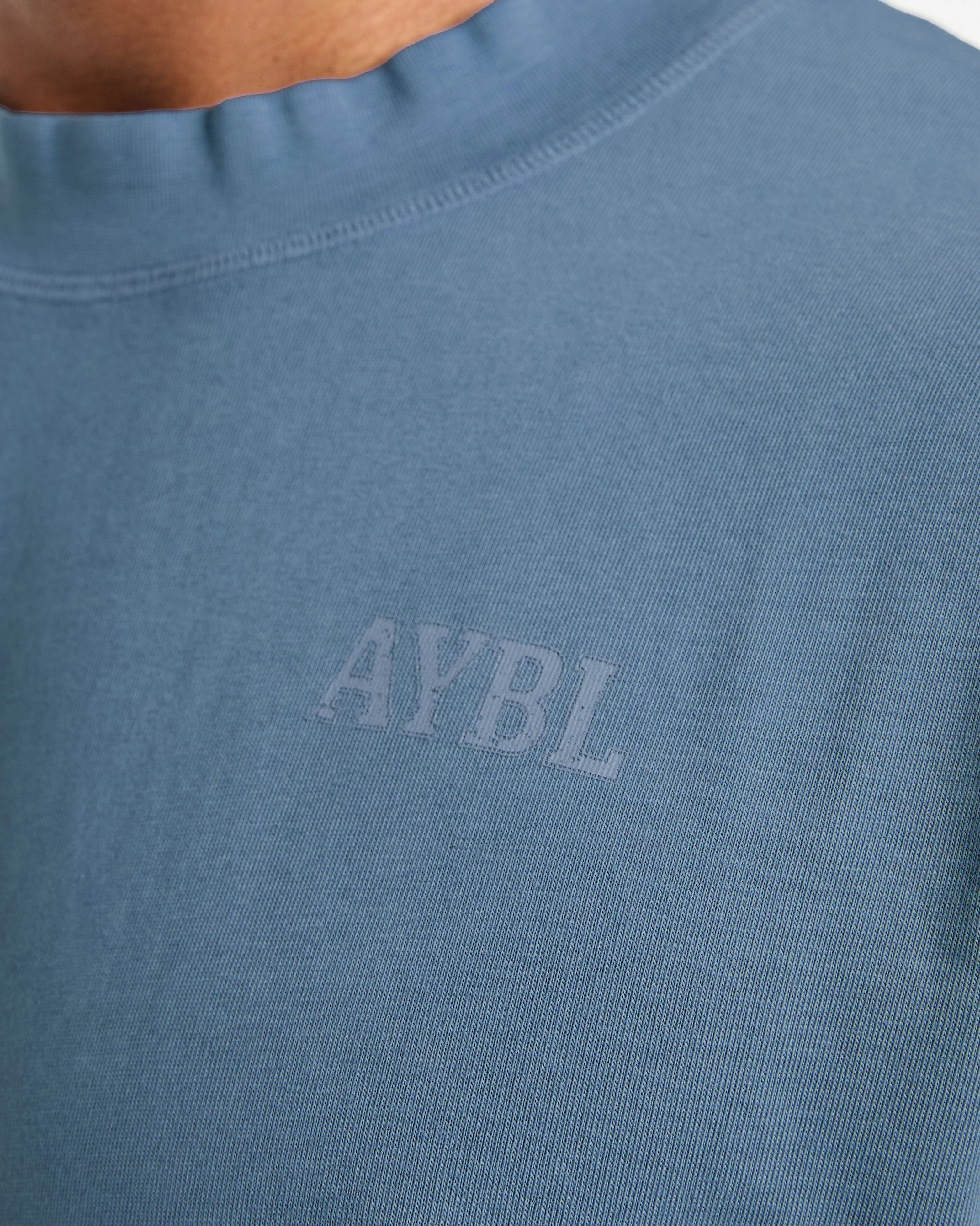 Lift Club Distressed Oversized T Shirt - Washed Indigo - Image 6