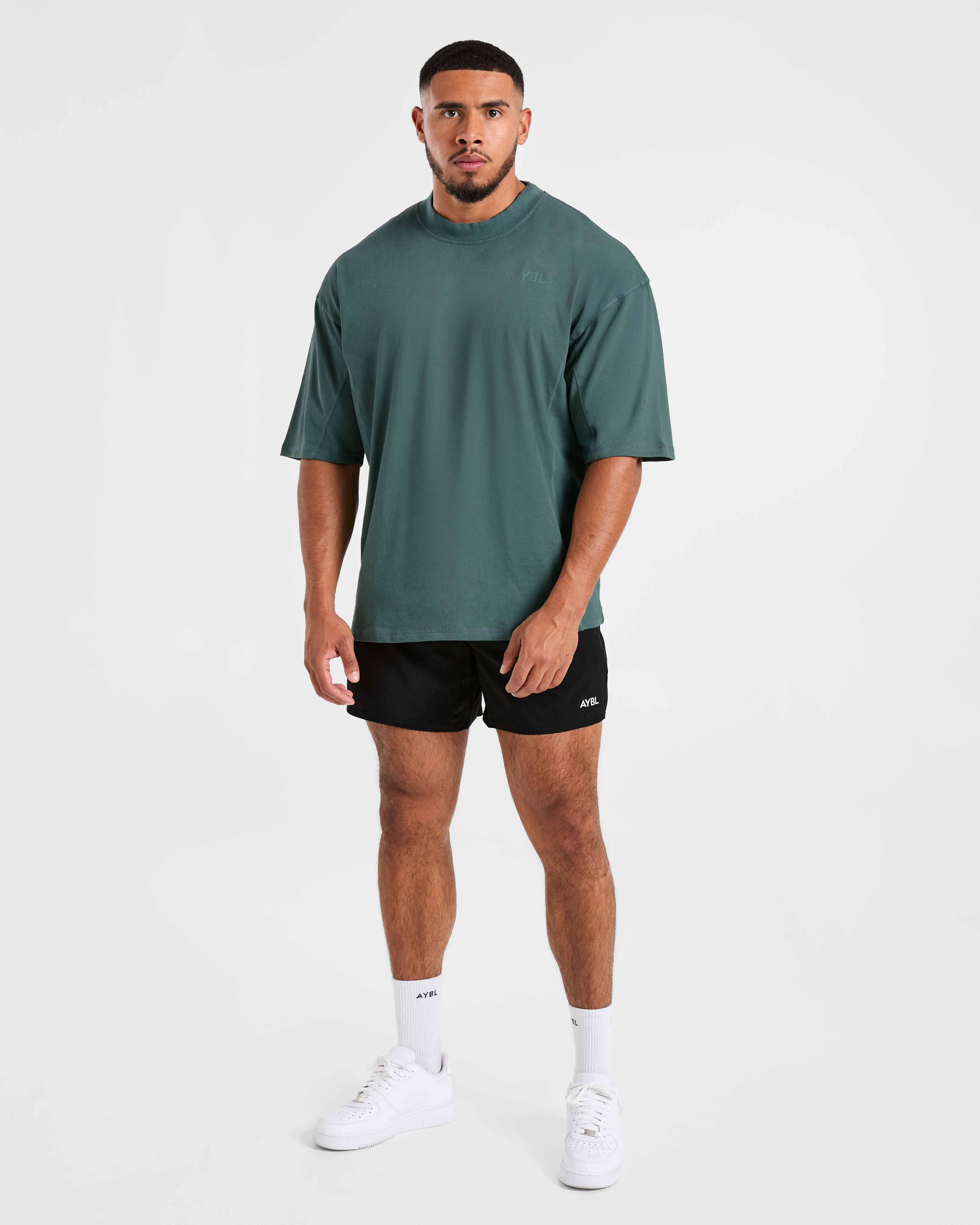 Lift Club Distressed Oversized T Shirt - Washed Teal - Image 3