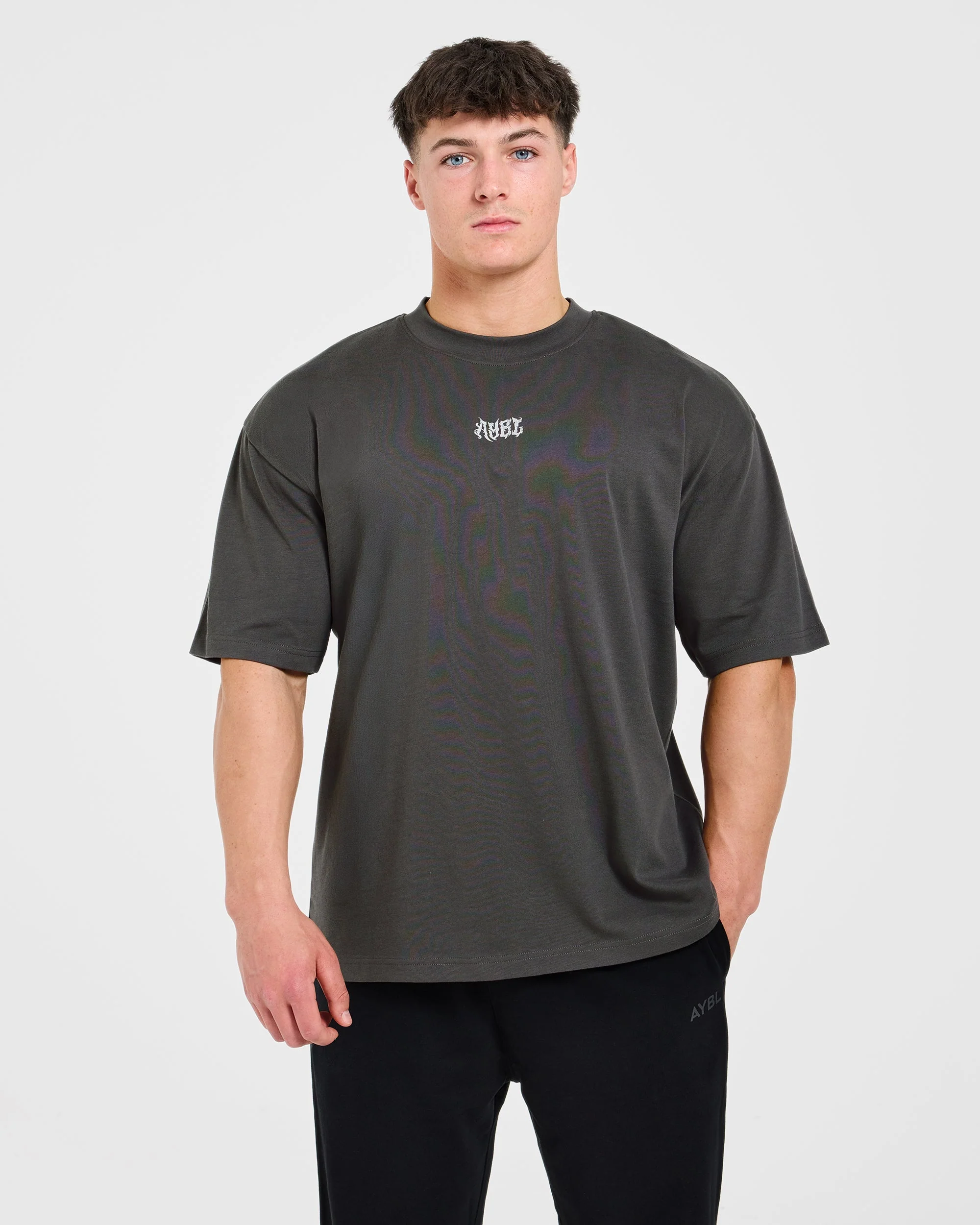Lift Forge Oversized T Shirt - Charcoal/Rouge - Image 2