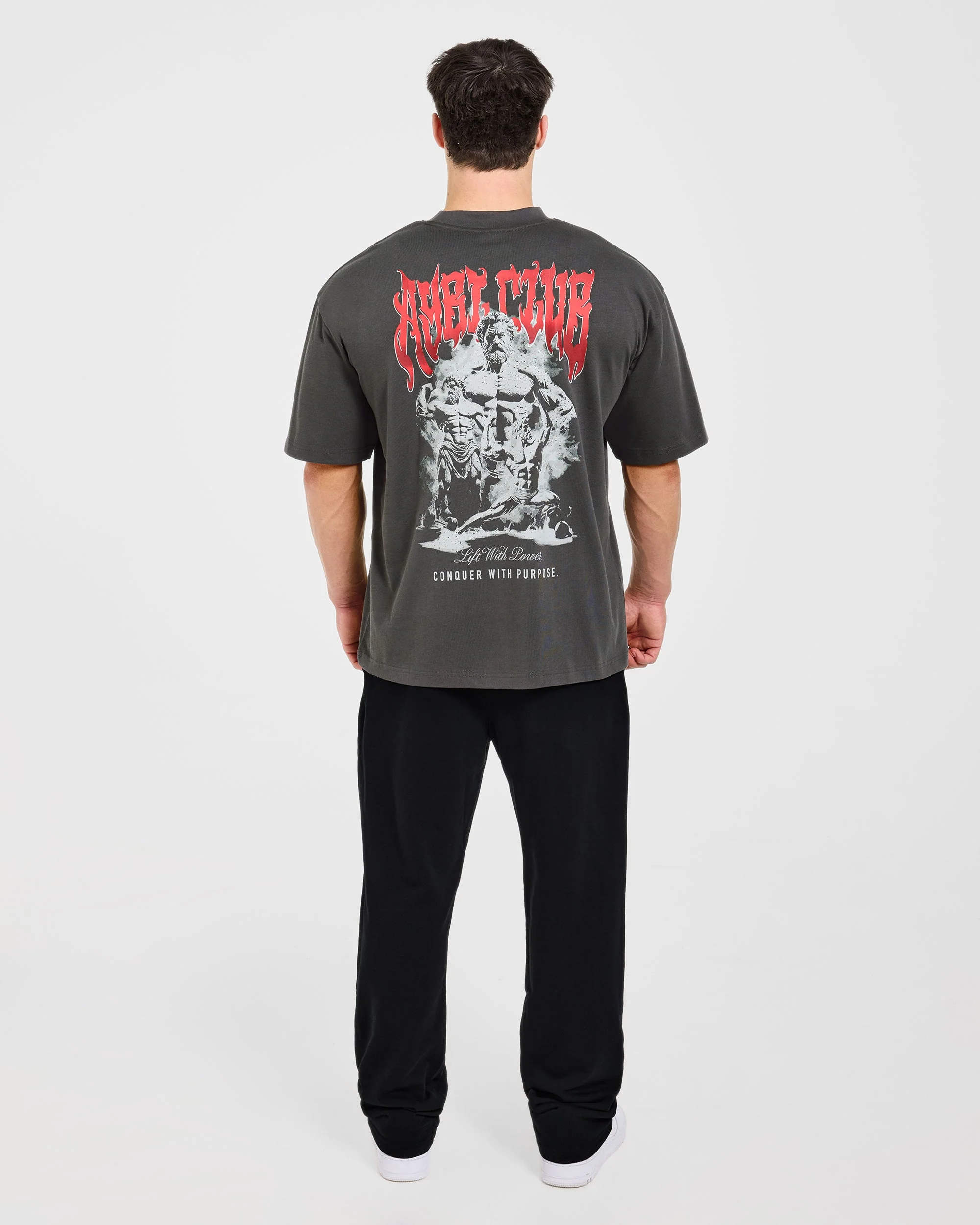 Lift Forge Oversized T Shirt - Charcoal/Rouge - Image 4