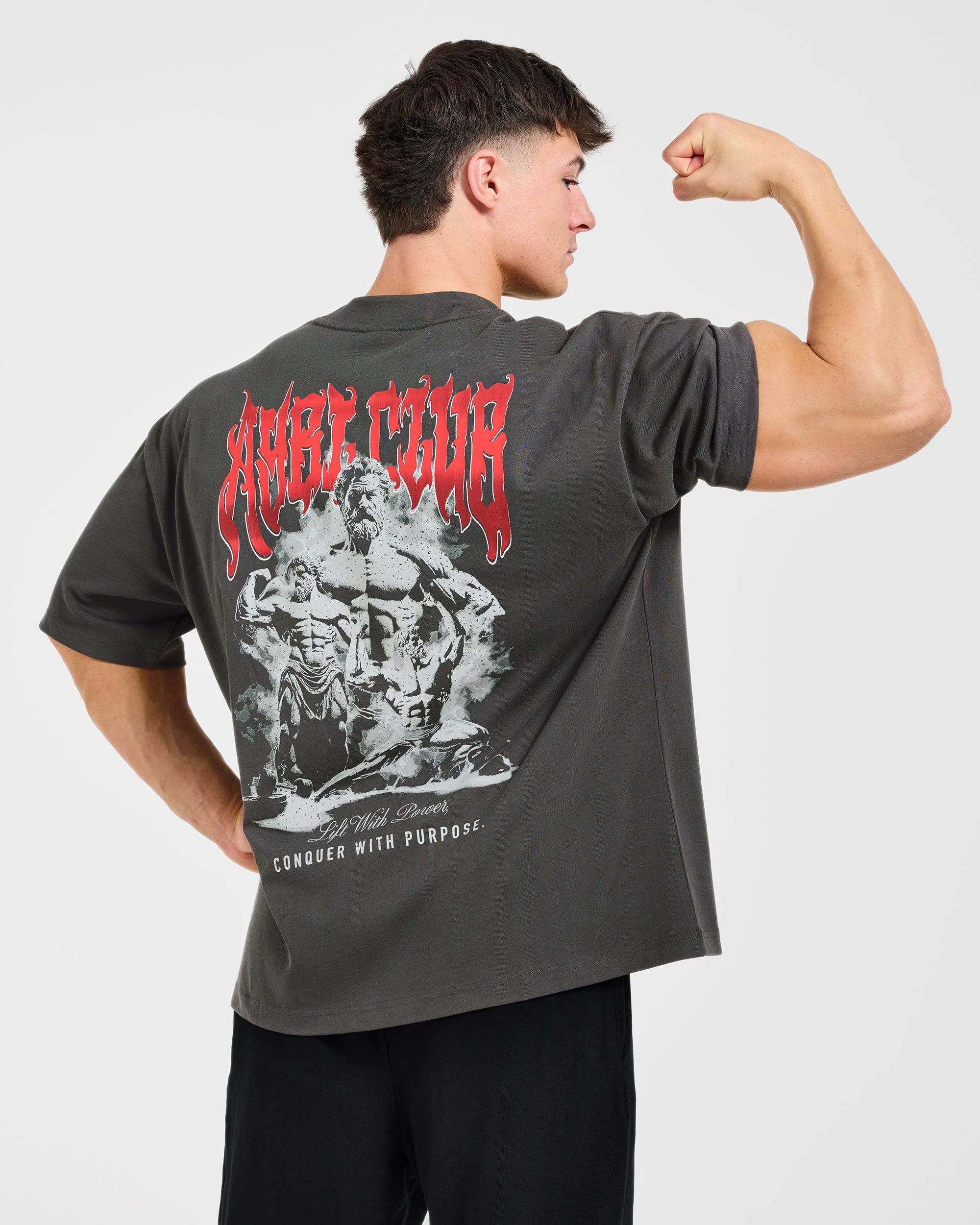 Lift Forge Oversized T Shirt - Charcoal/Rouge - Image 7