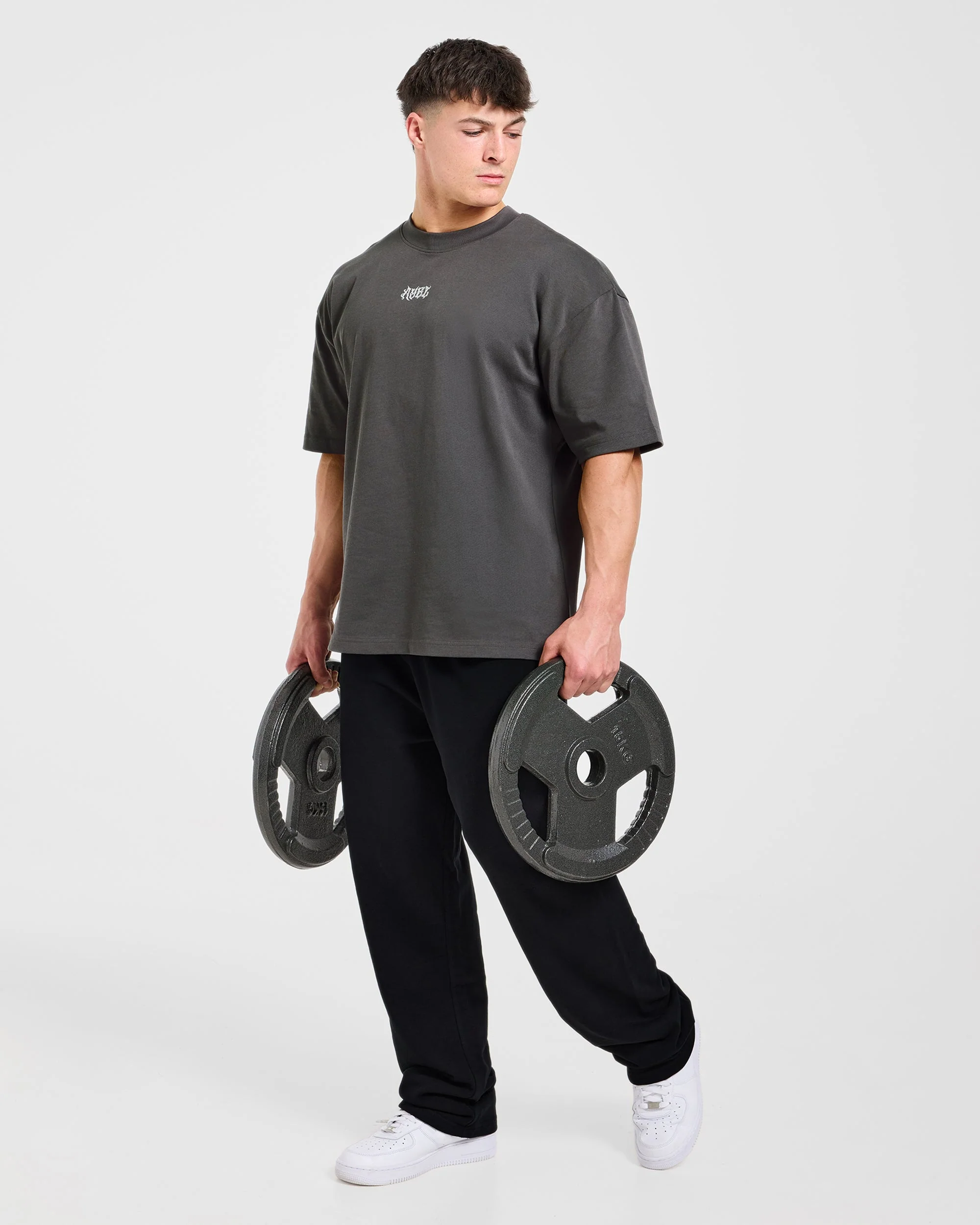 Lift Forge Oversized T Shirt - Charcoal/Rouge - Image 8