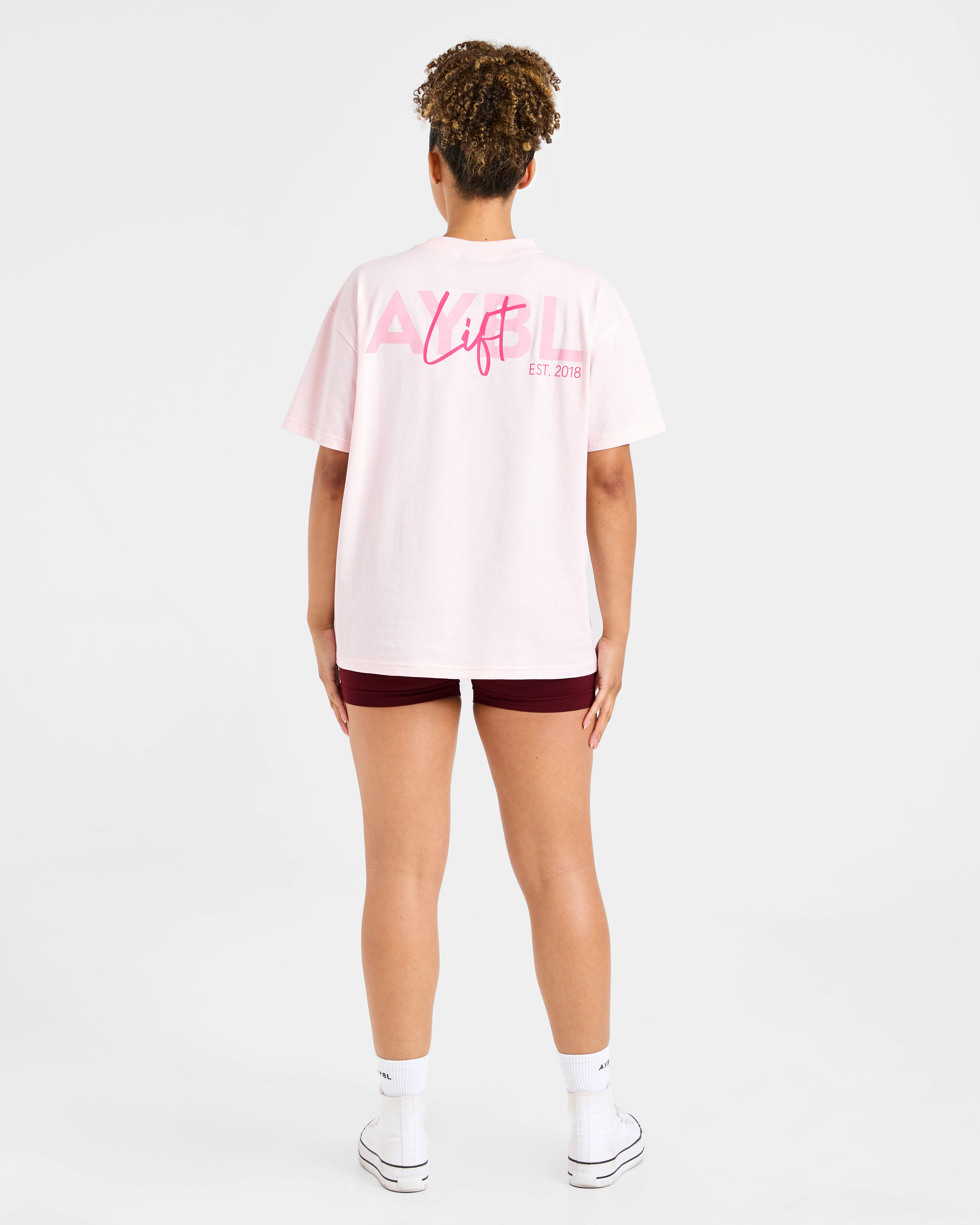 Lift Graphic Oversized T Shirt - Baby Rose - Image 4