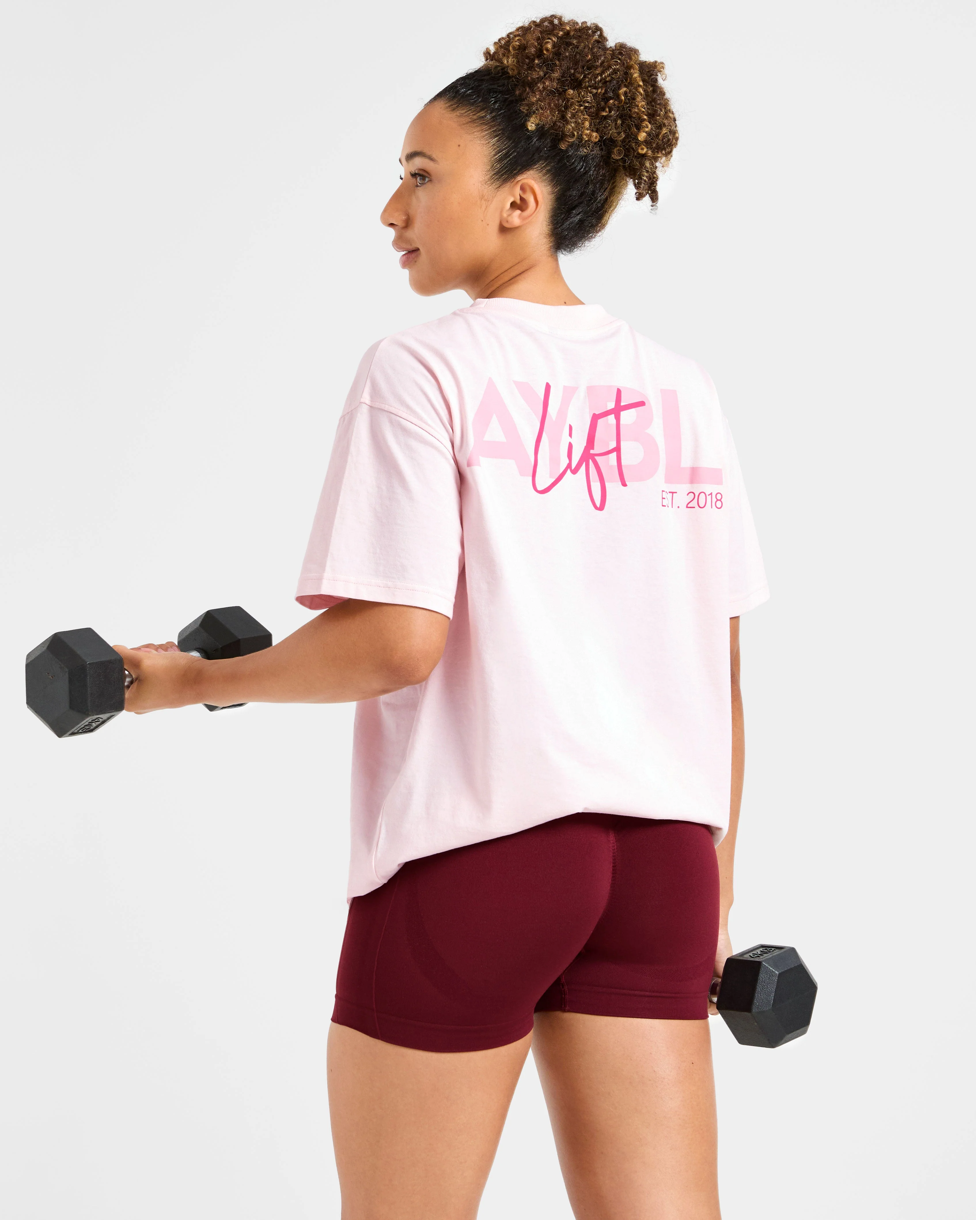 Lift Graphic Oversized T Shirt - Baby Rose - Image 8