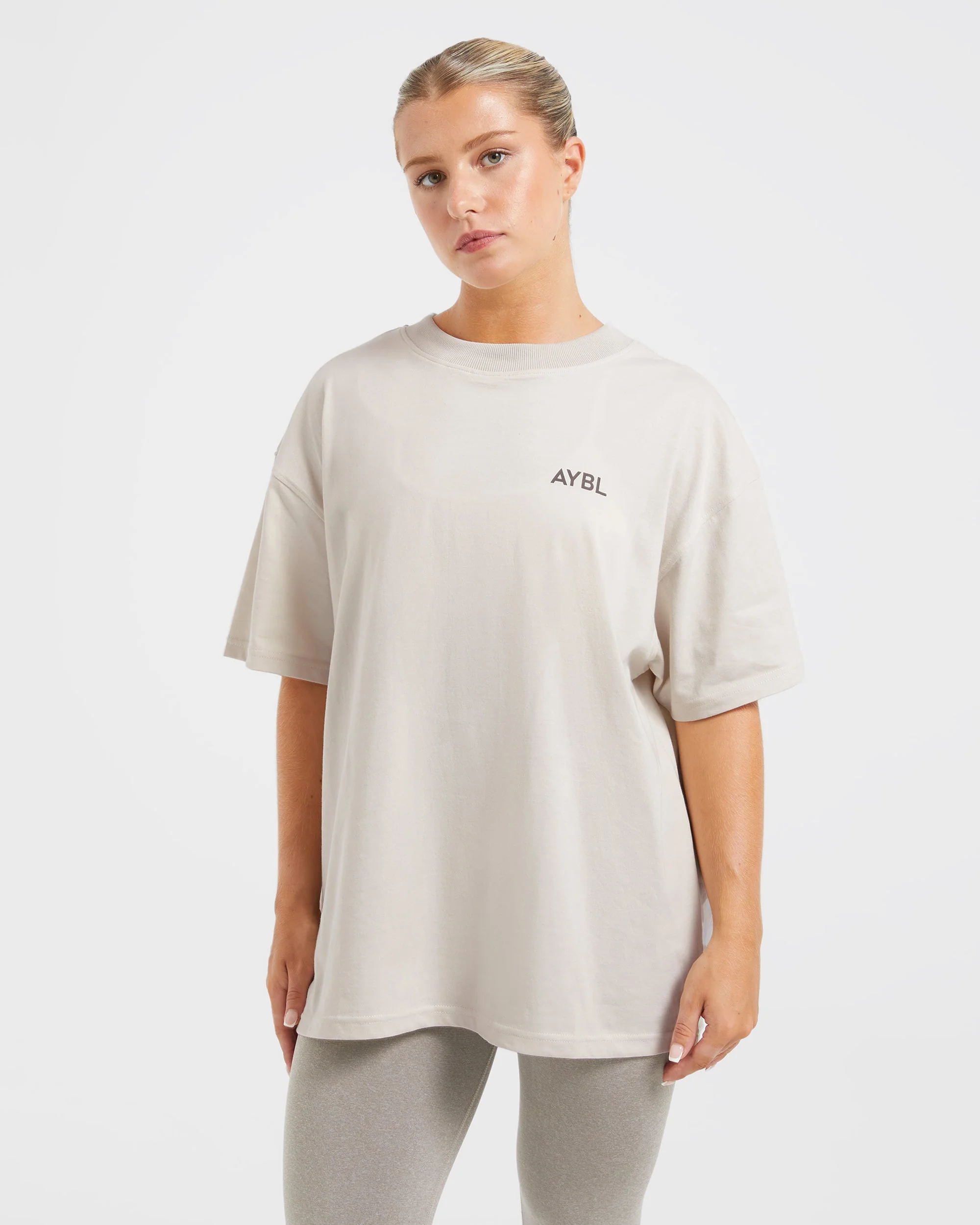 Lift Graphic Oversized T Shirt - Beige - Image 2