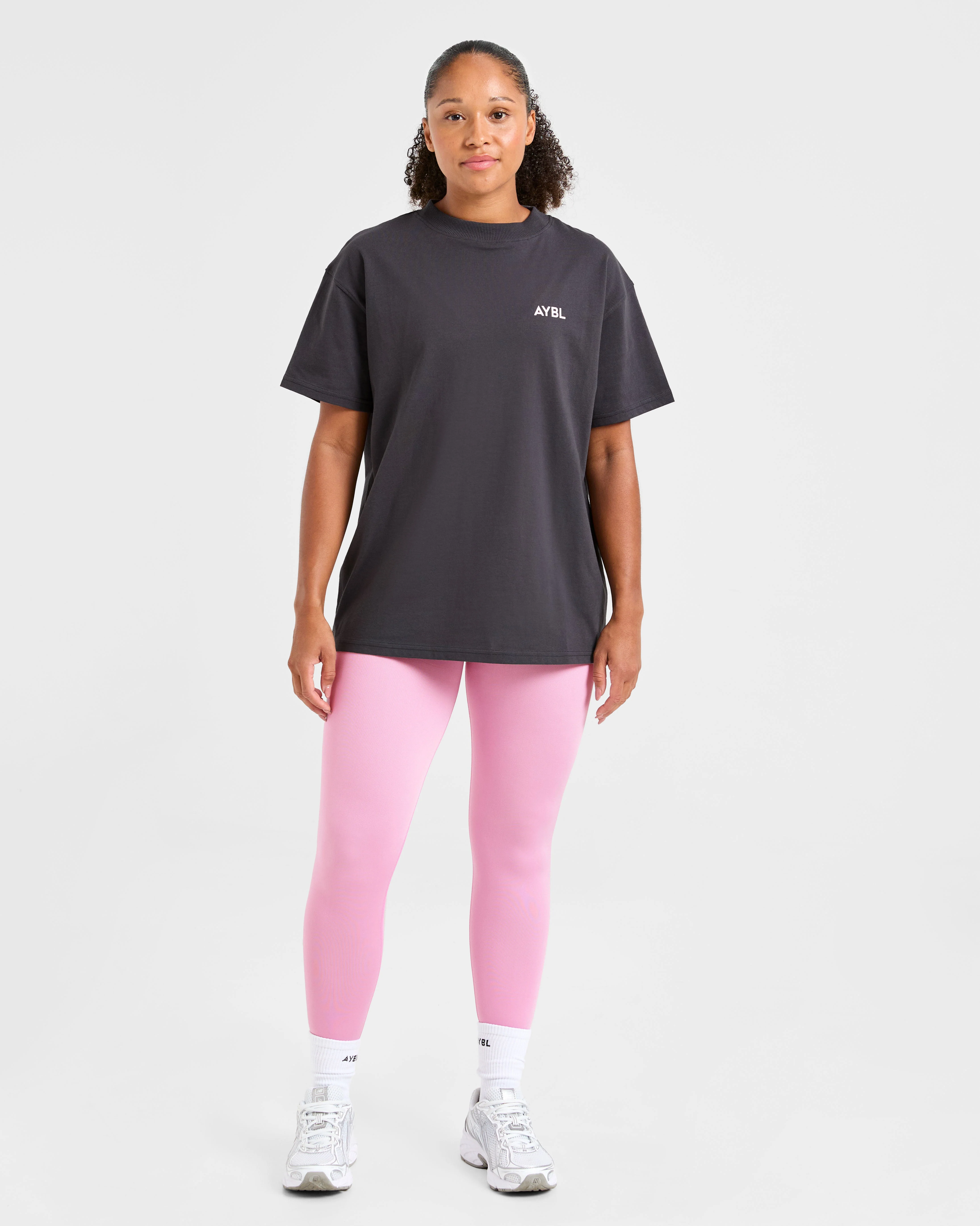 Lift Graphic Oversized T Shirt - Charcoal/Rose - Image 3