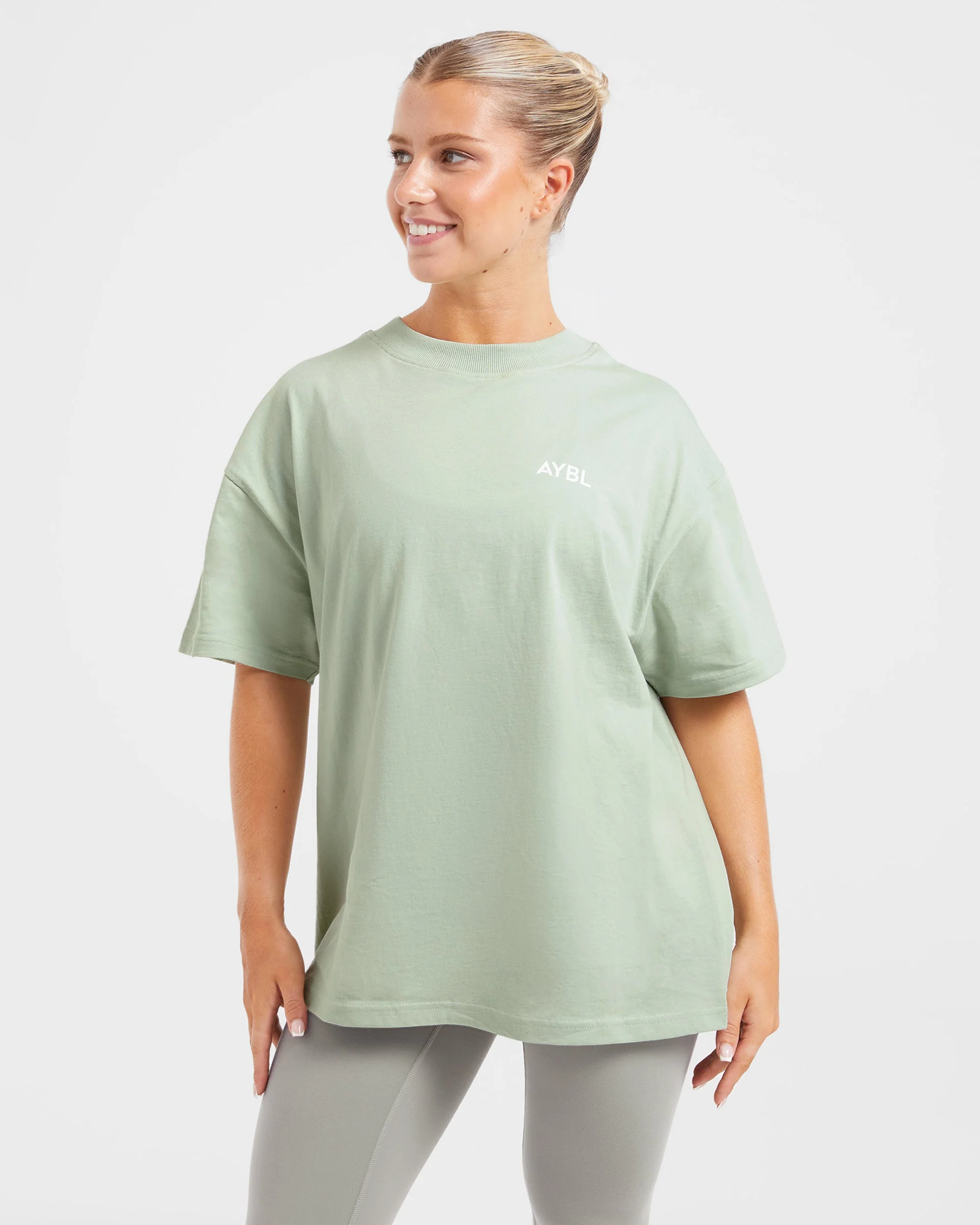 Lift Graphic Oversized T Shirt - Light Sage - Image 2