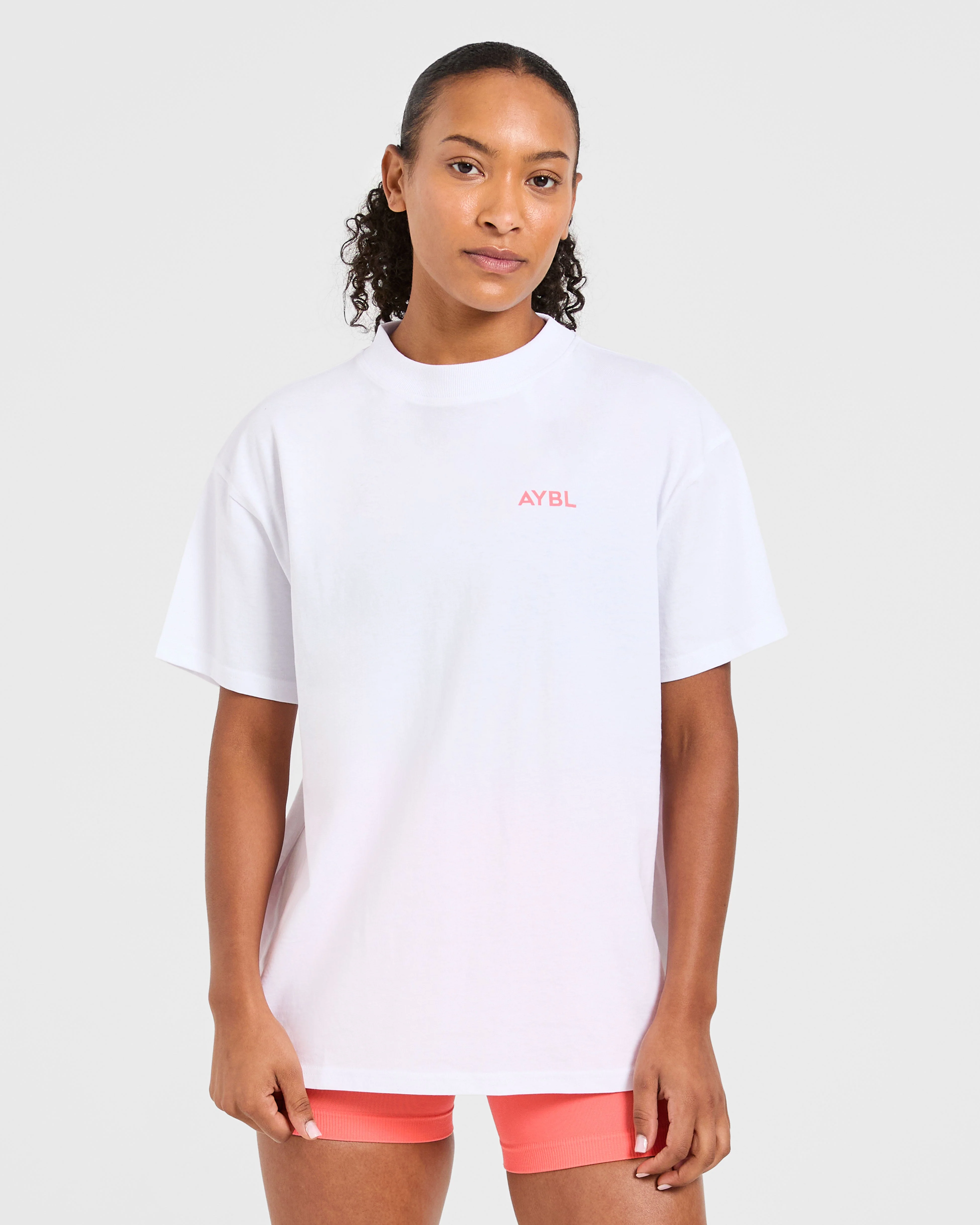Lift Graphic Oversized T Shirt - Blanc/Coral Peach - Image 2