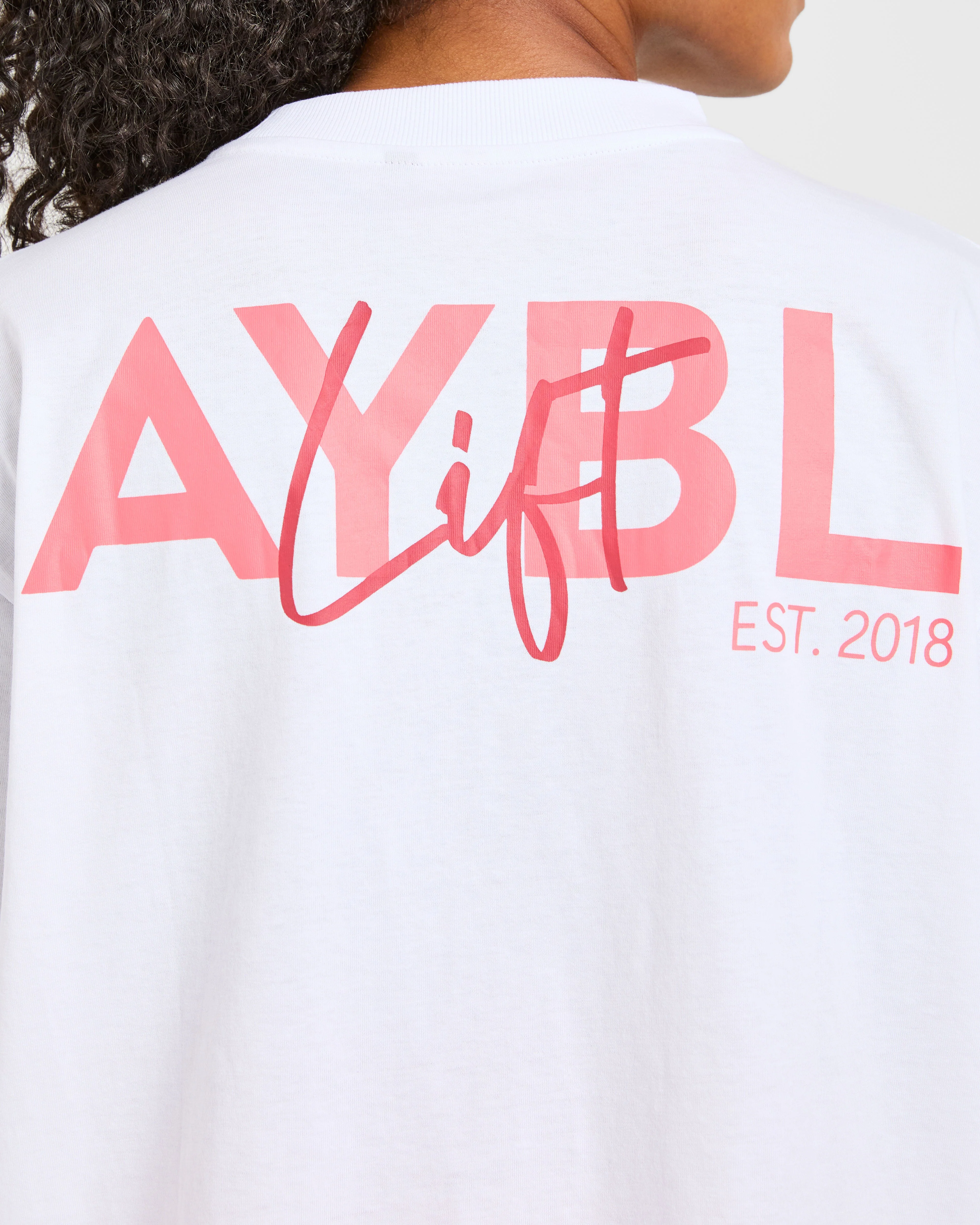 Lift Graphic Oversized T Shirt - Blanc/Coral Peach - Image 6