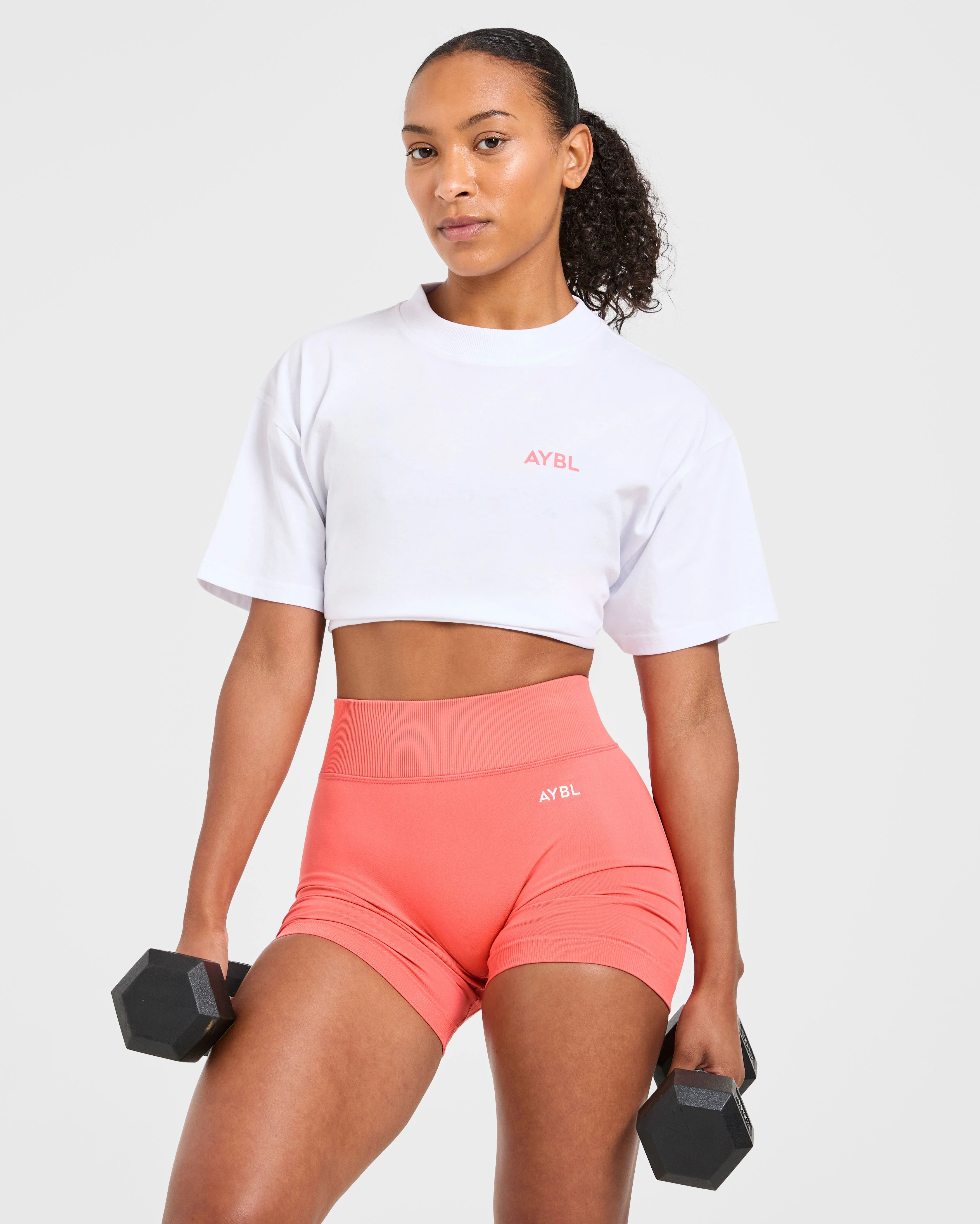 Lift Graphic Oversized T Shirt - Blanc/Coral Peach - Image 7