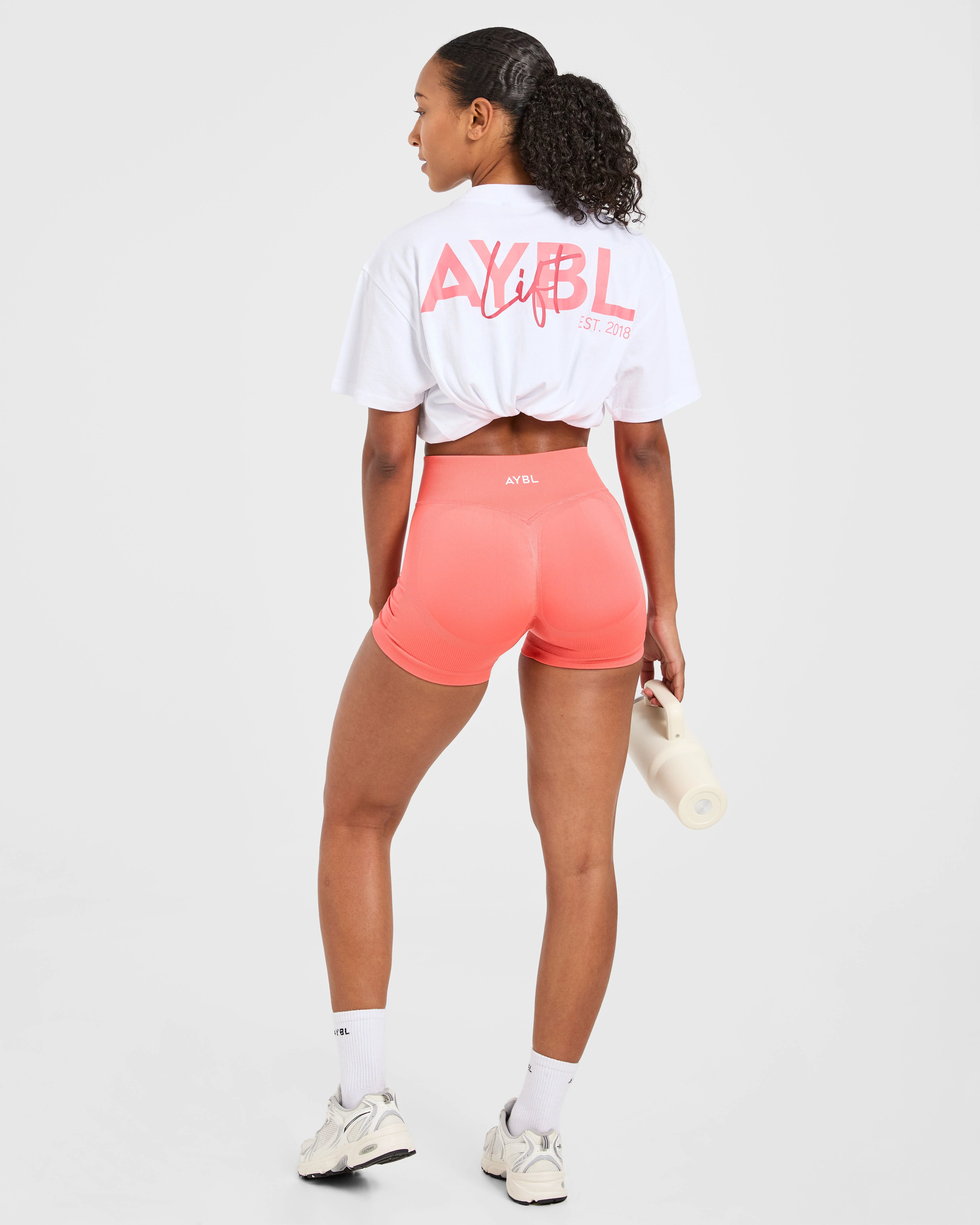 Lift Graphic Oversized T Shirt - Blanc/Coral Peach - Image 8