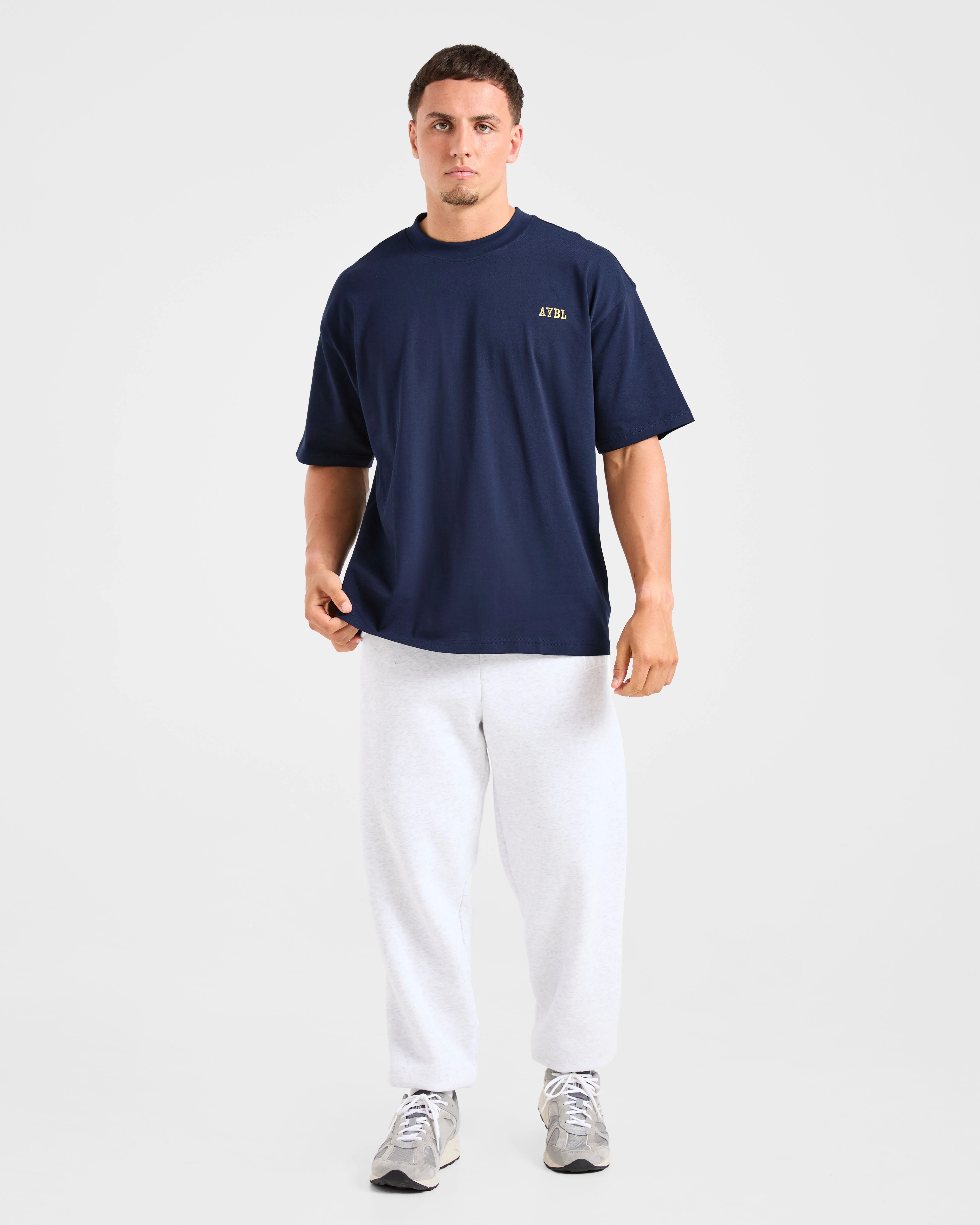 Lifting Essentials Oversized T Shirt - Navy/Jaune - Image 3