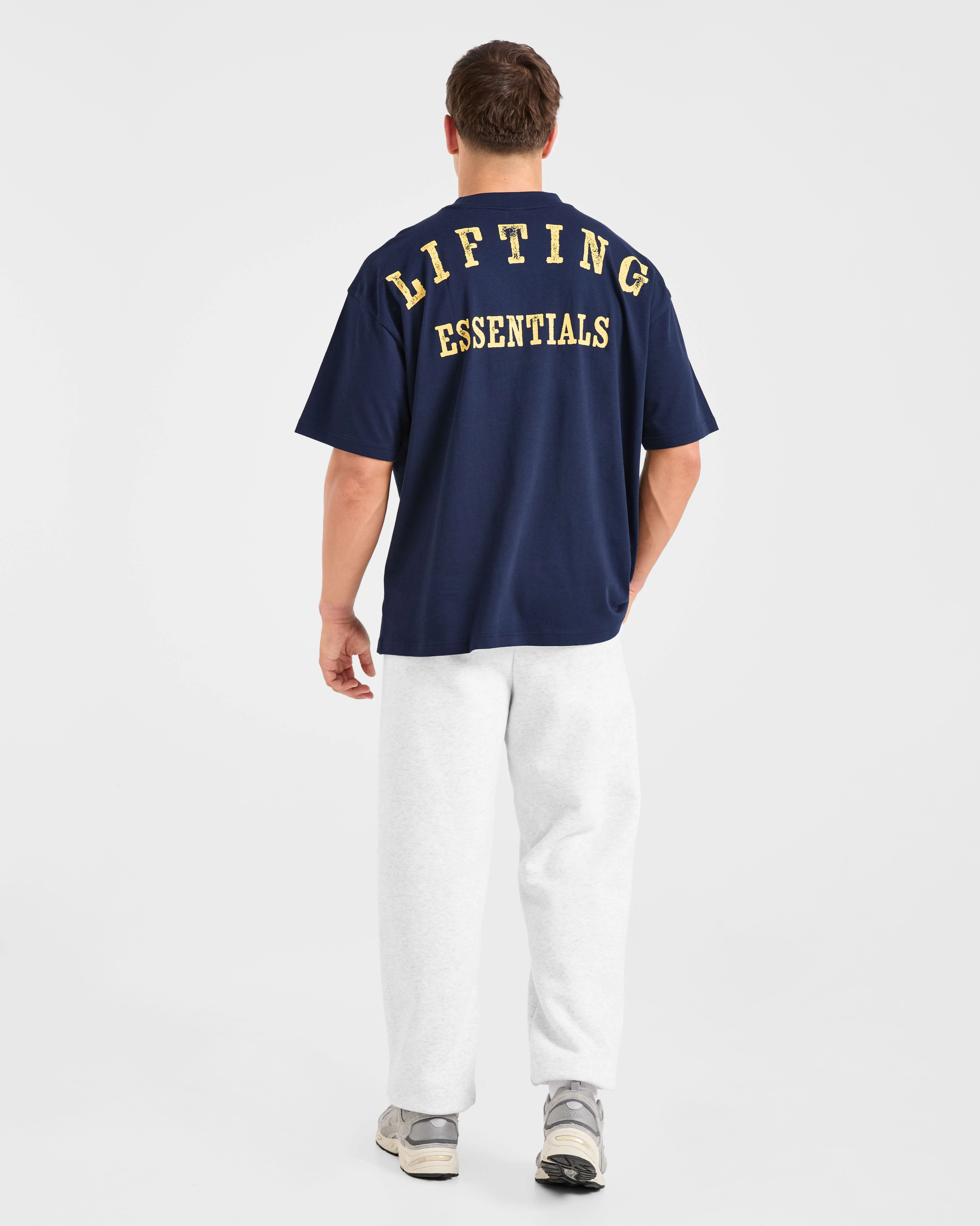Lifting Essentials Oversized T Shirt - Navy/Jaune - Image 4