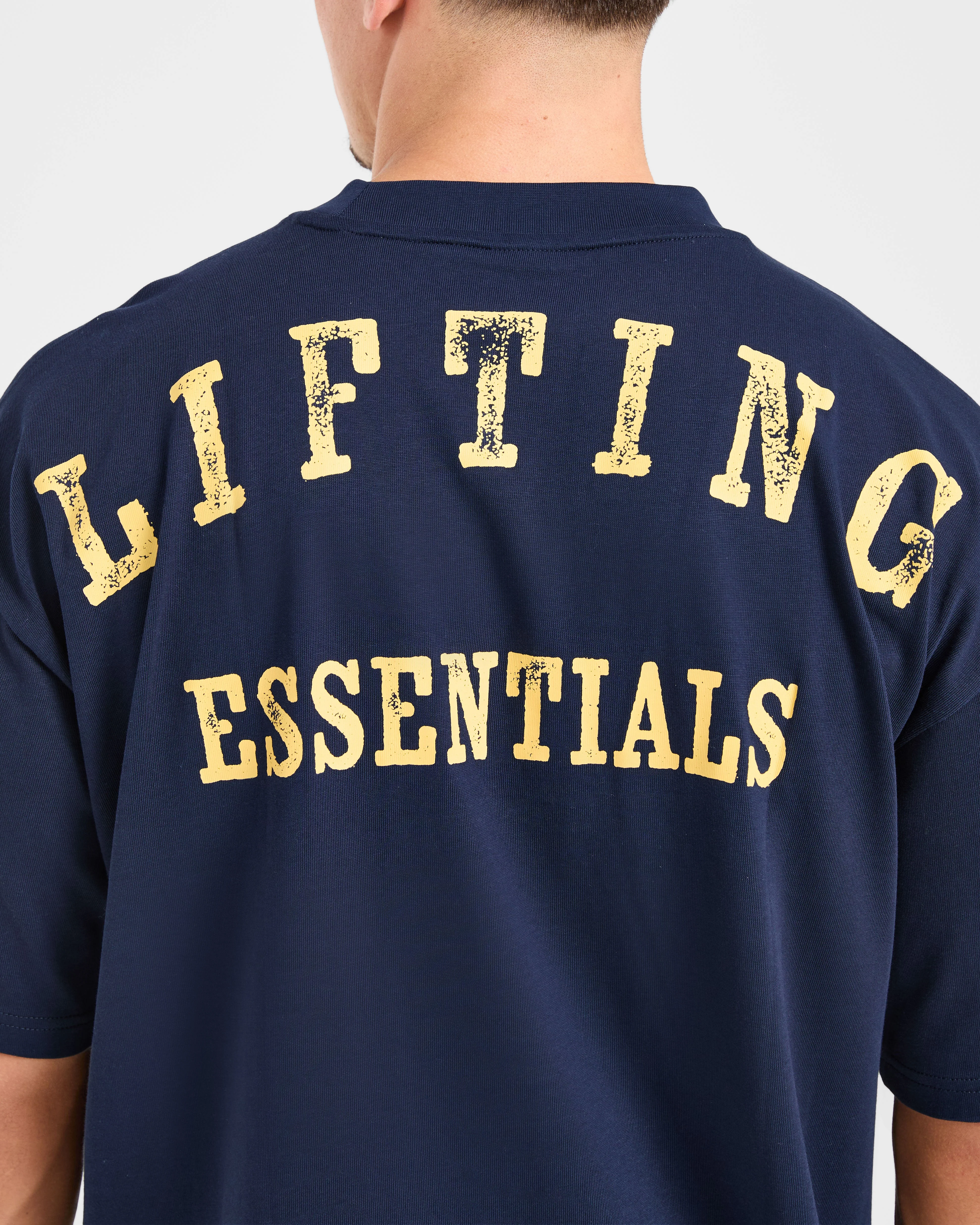 Lifting Essentials Oversized T Shirt - Navy/Jaune - Image 6