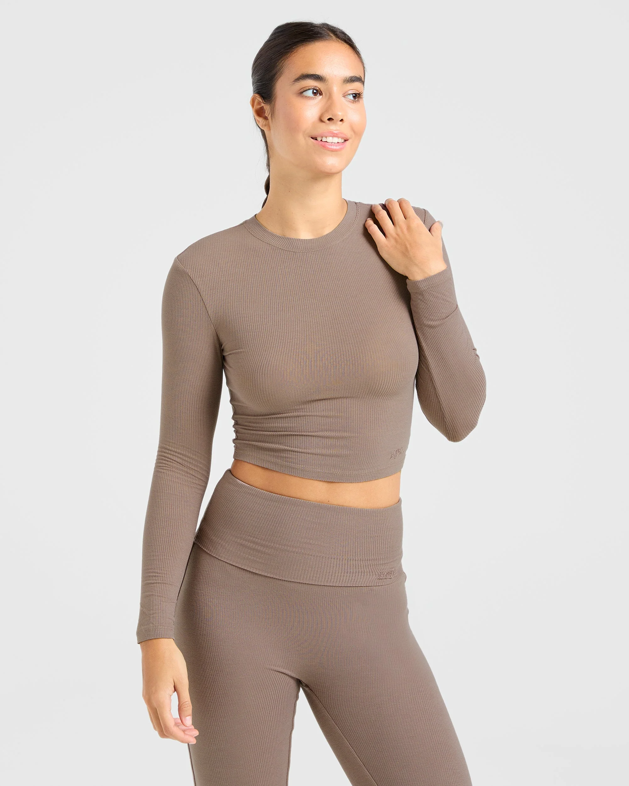 Lounge Ribbed Long Sleeve - Mocha - Image 7