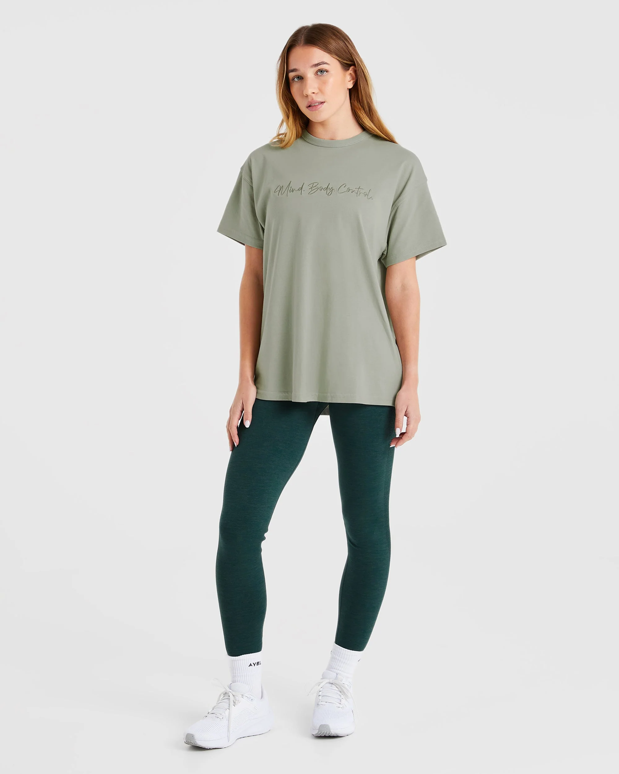 Mind Body Control Oversized T Shirt - Olive - Image 3