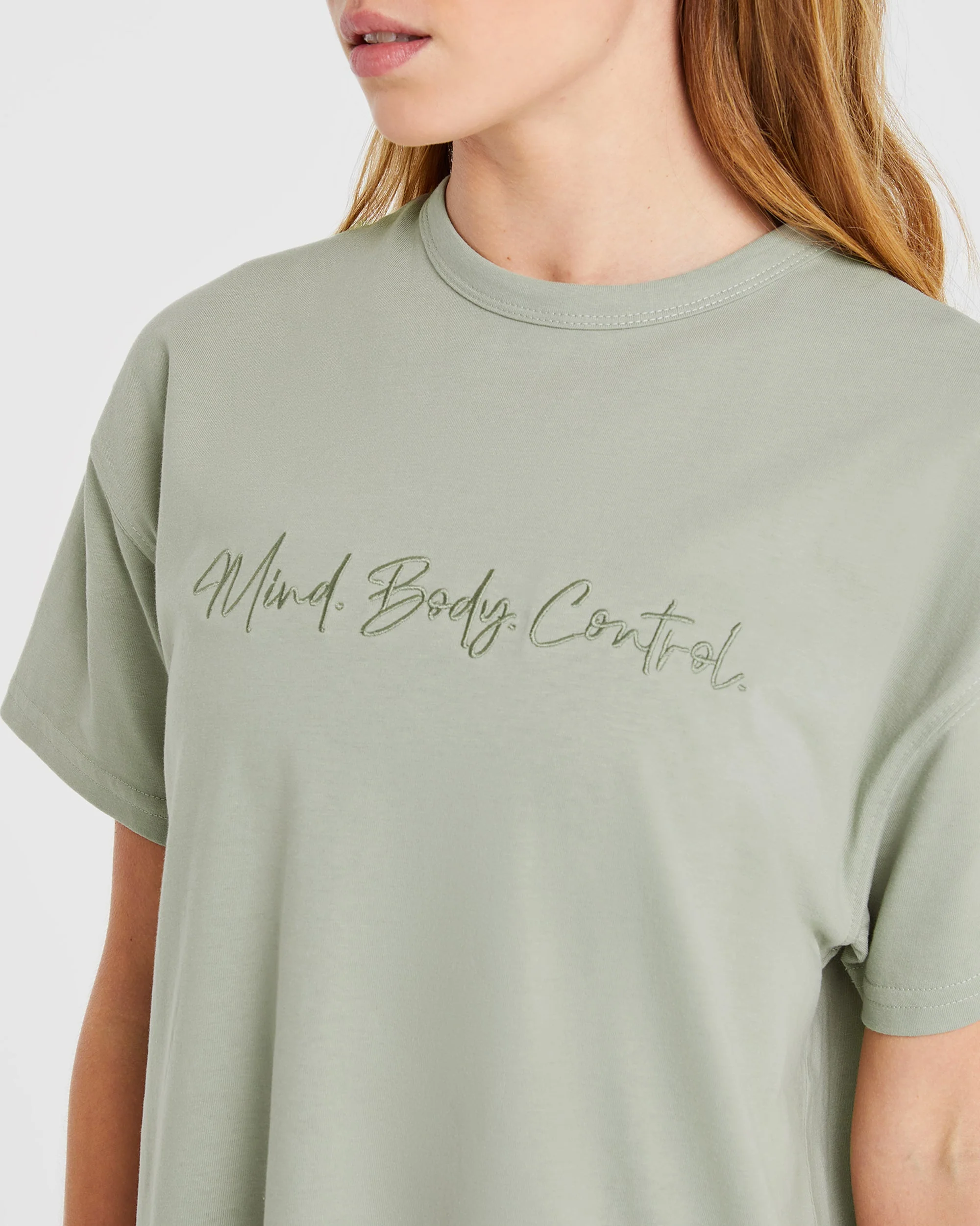 Mind Body Control Oversized T Shirt - Olive - Image 5