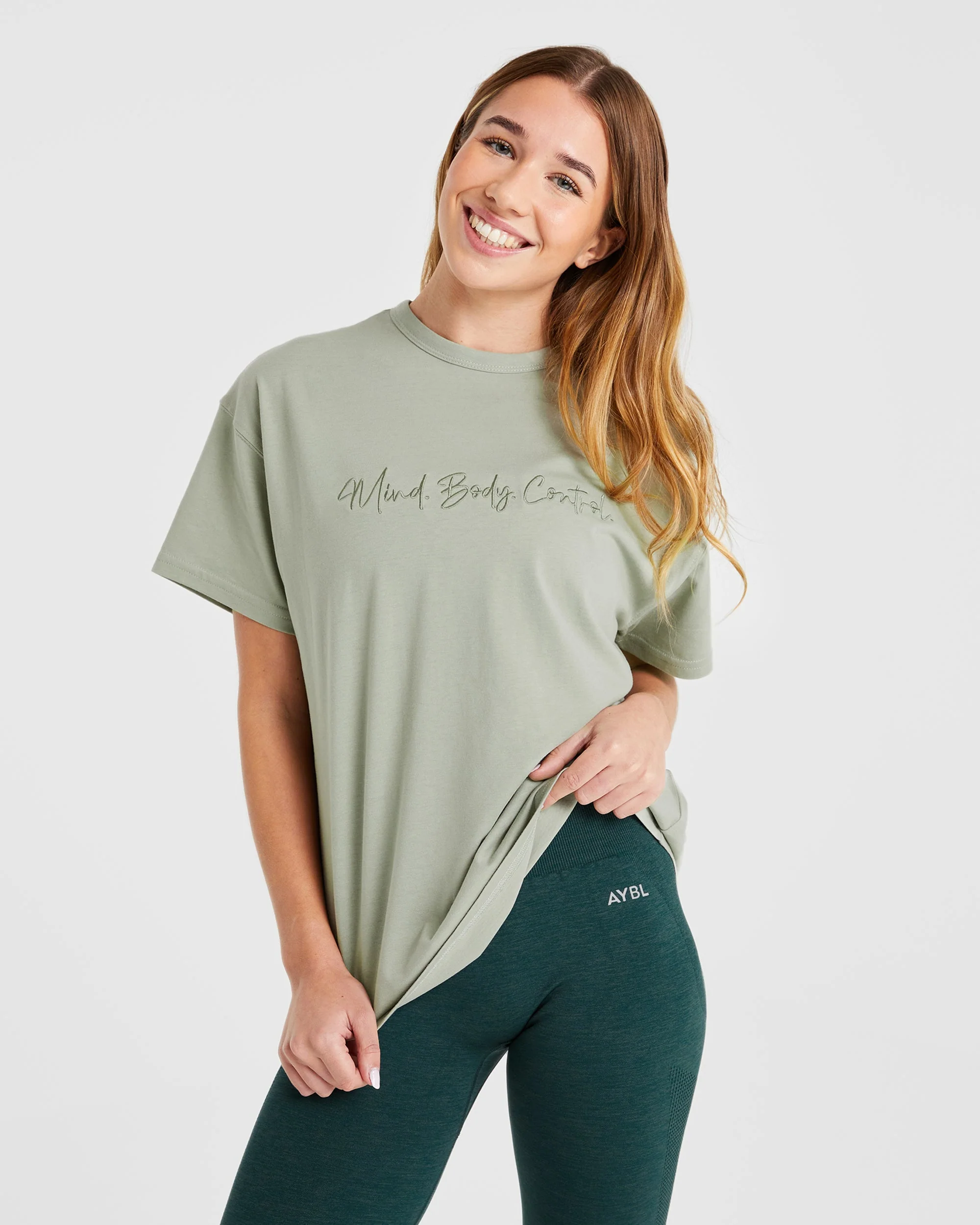 Mind Body Control Oversized T Shirt - Olive - Image 6