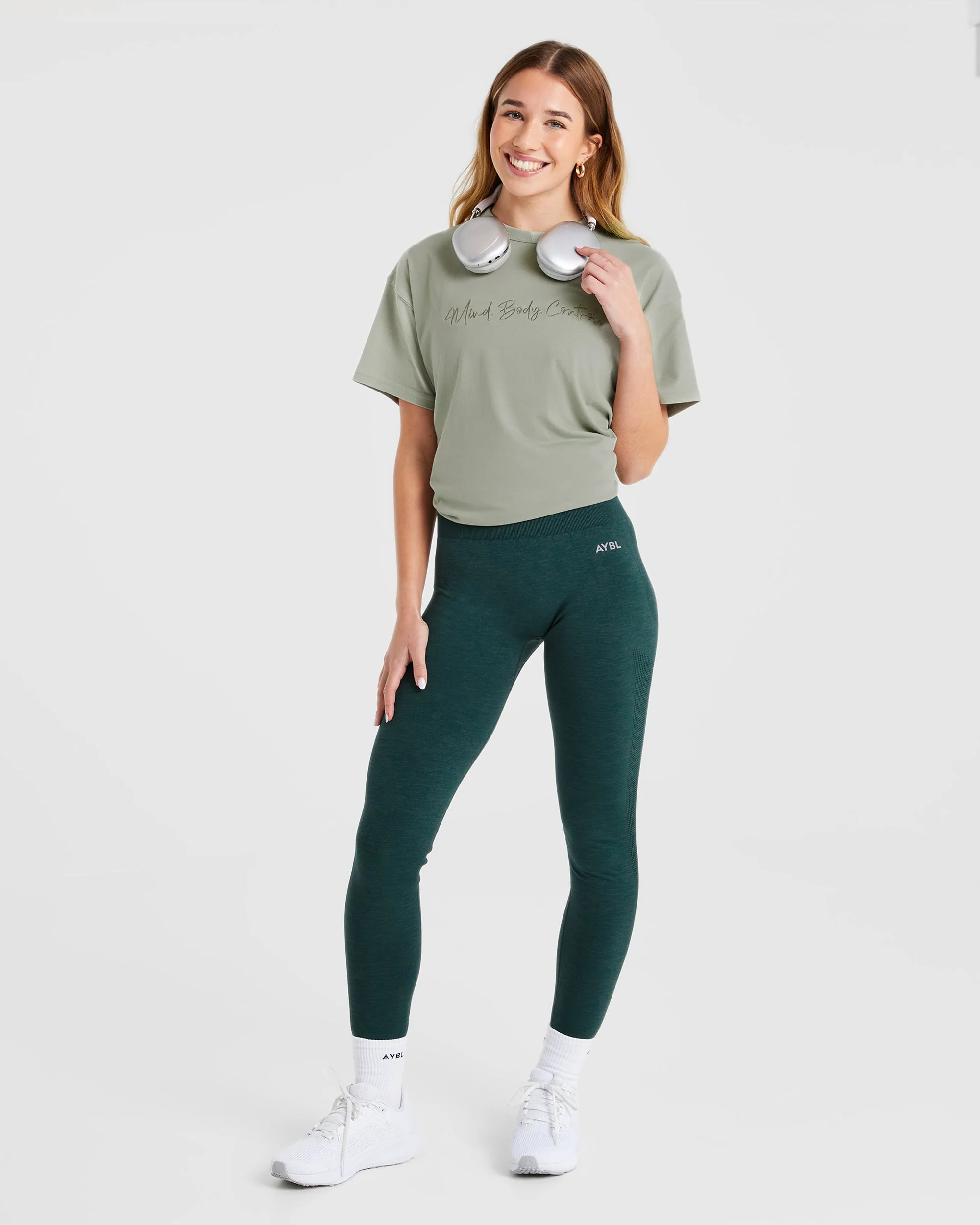 Mind Body Control Oversized T Shirt - Olive - Image 8