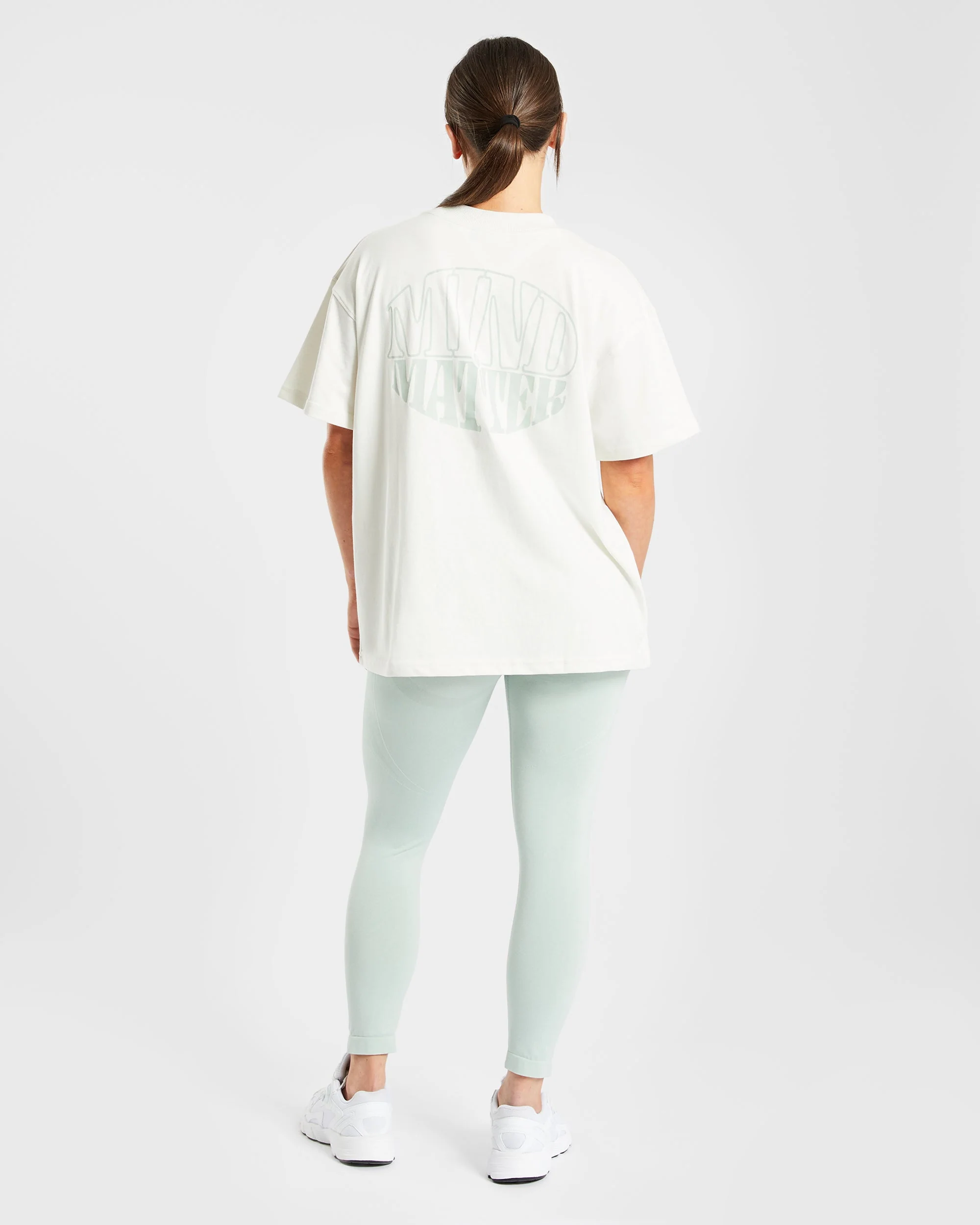 Mind Over Matter Oversized T Shirt - Beige/Vert - Image 12