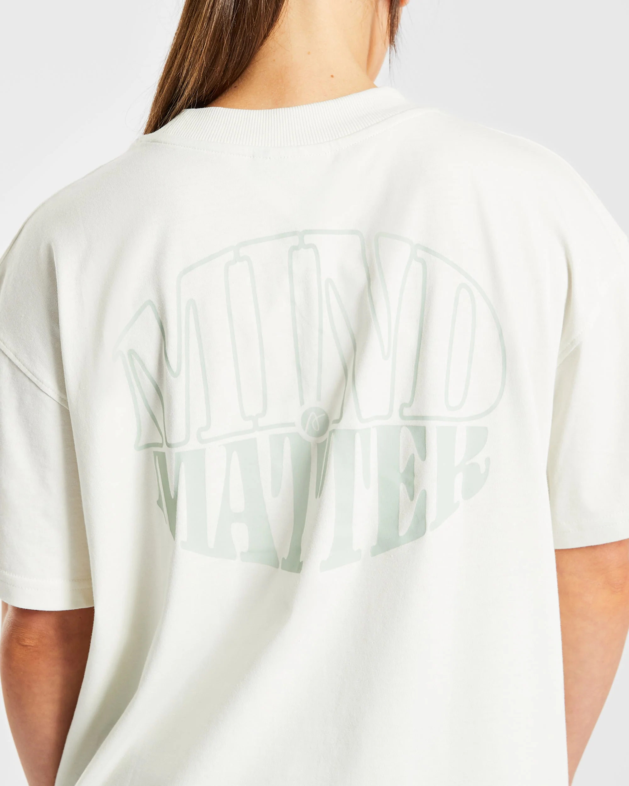 Mind Over Matter Oversized T Shirt - Beige/Vert - Image 14