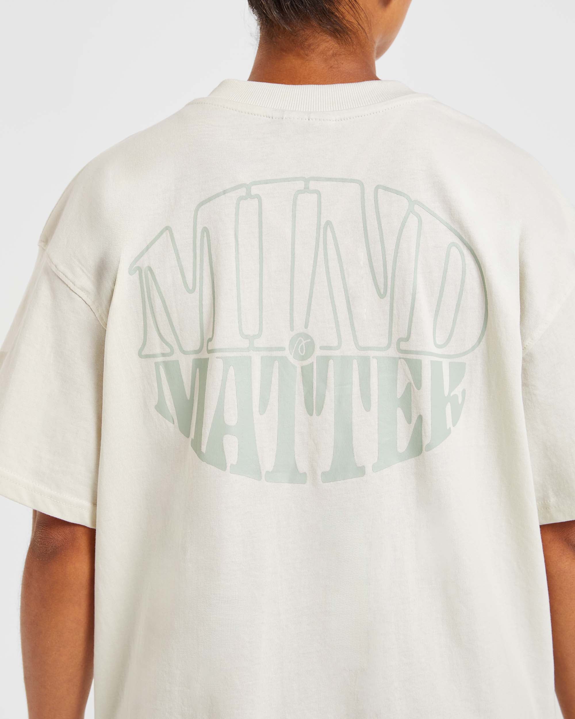 Mind Over Matter Oversized T Shirt - Beige/Vert - Image 6