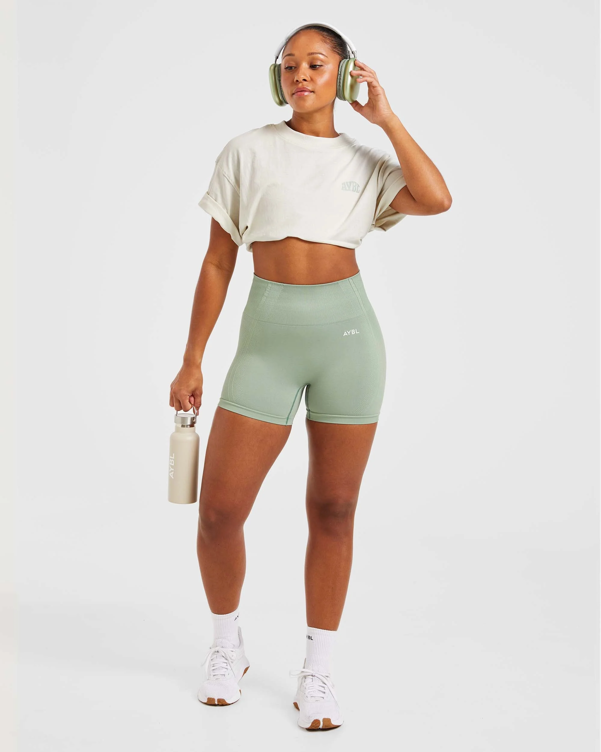 Mind Over Matter Oversized T Shirt - Beige/Vert - Image 8