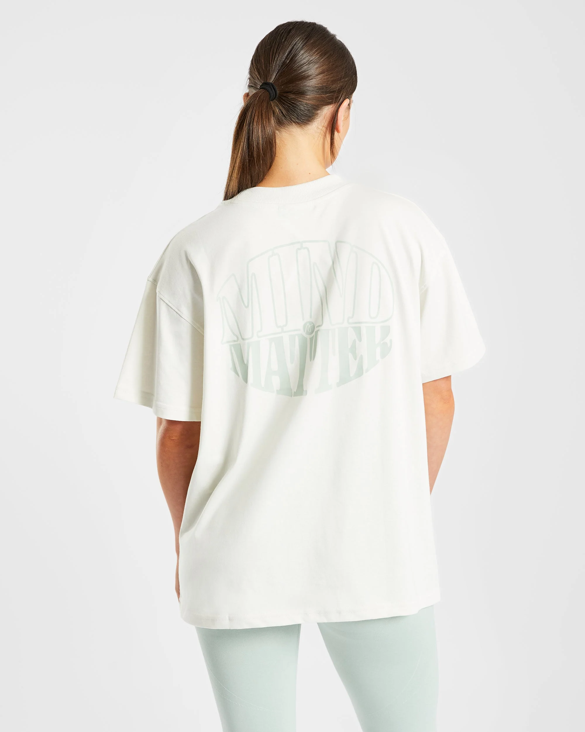 Mind Over Matter Oversized T Shirt - Beige/Vert - Image 9