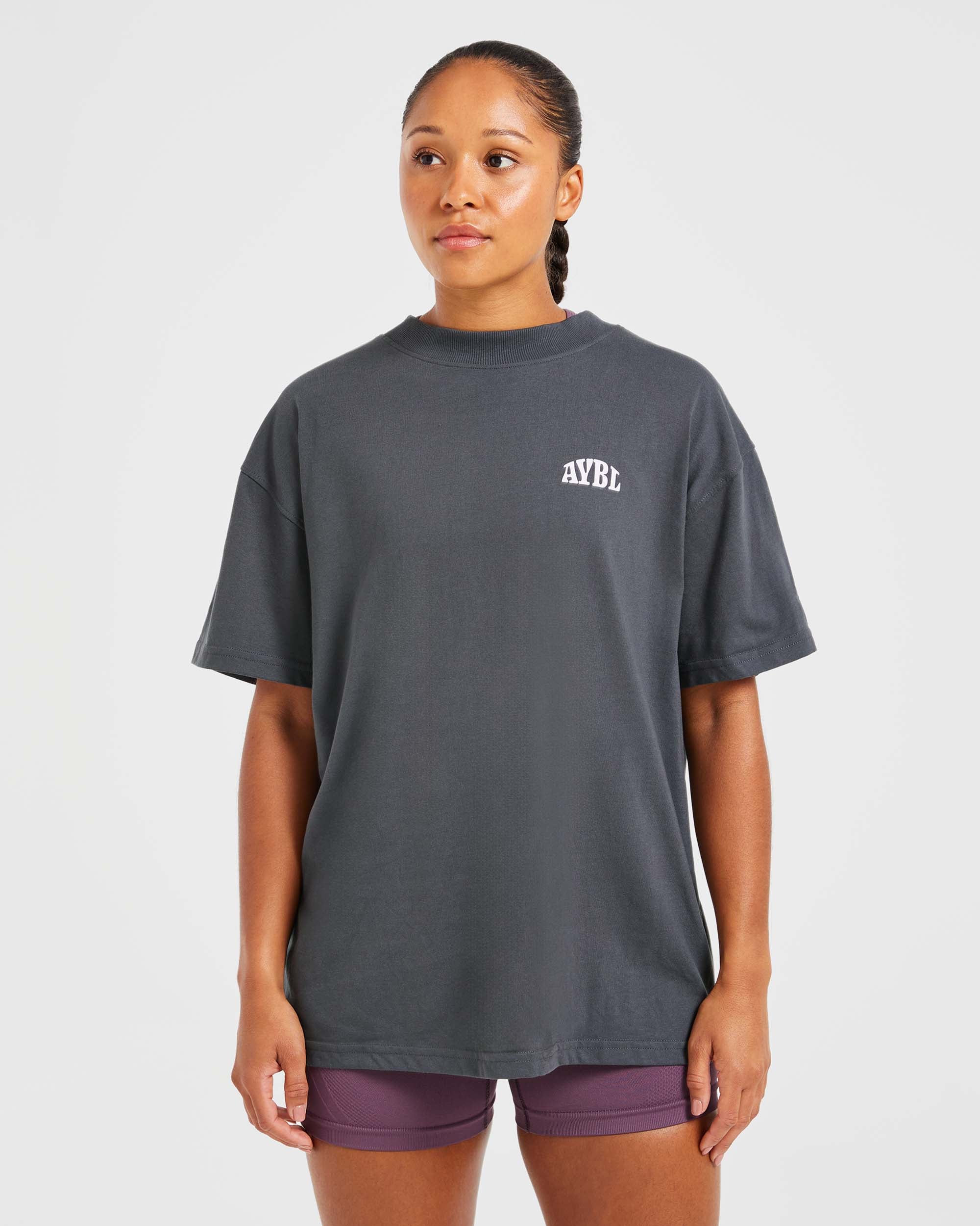Mind Over Matter Oversized T Shirt - Charcoal/Lilac - Image 2